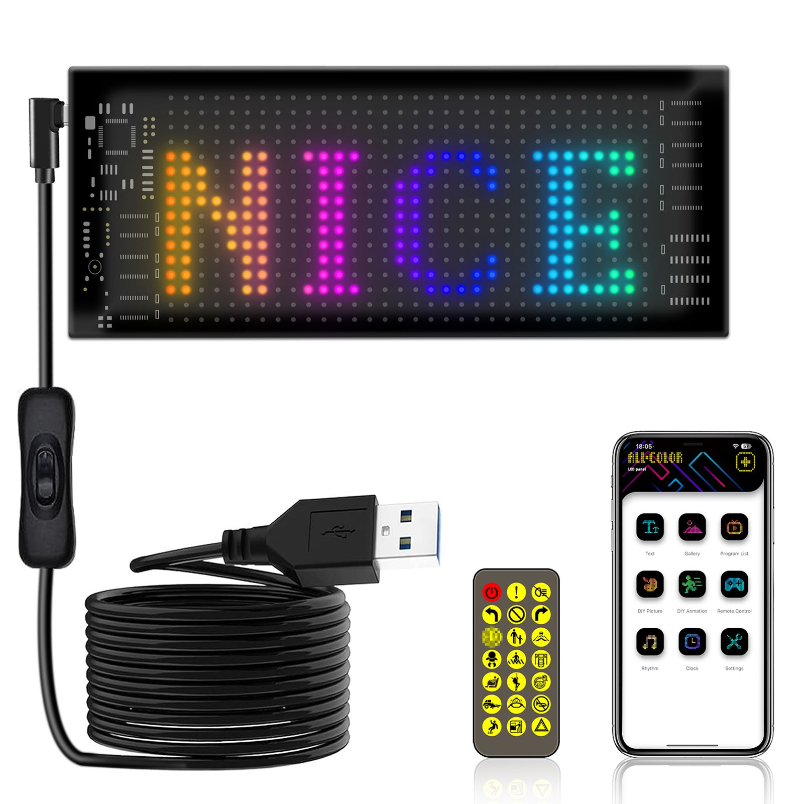 LED Flexible Display APP BT Car Advertising Screen Full Color Intelligent view 2