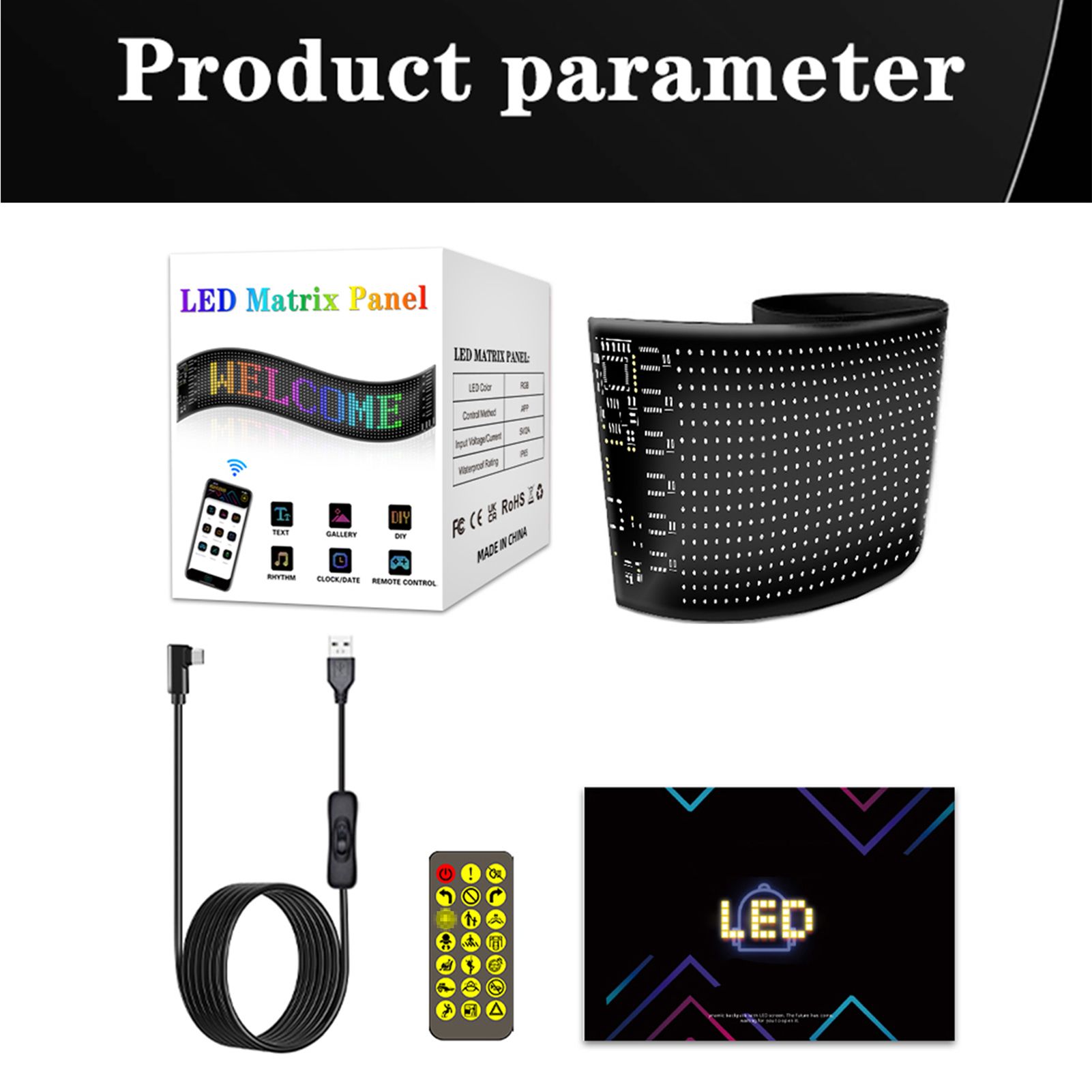 LED Flexible Display APP BT Car Advertising Screen Full Color Intelligent view 3