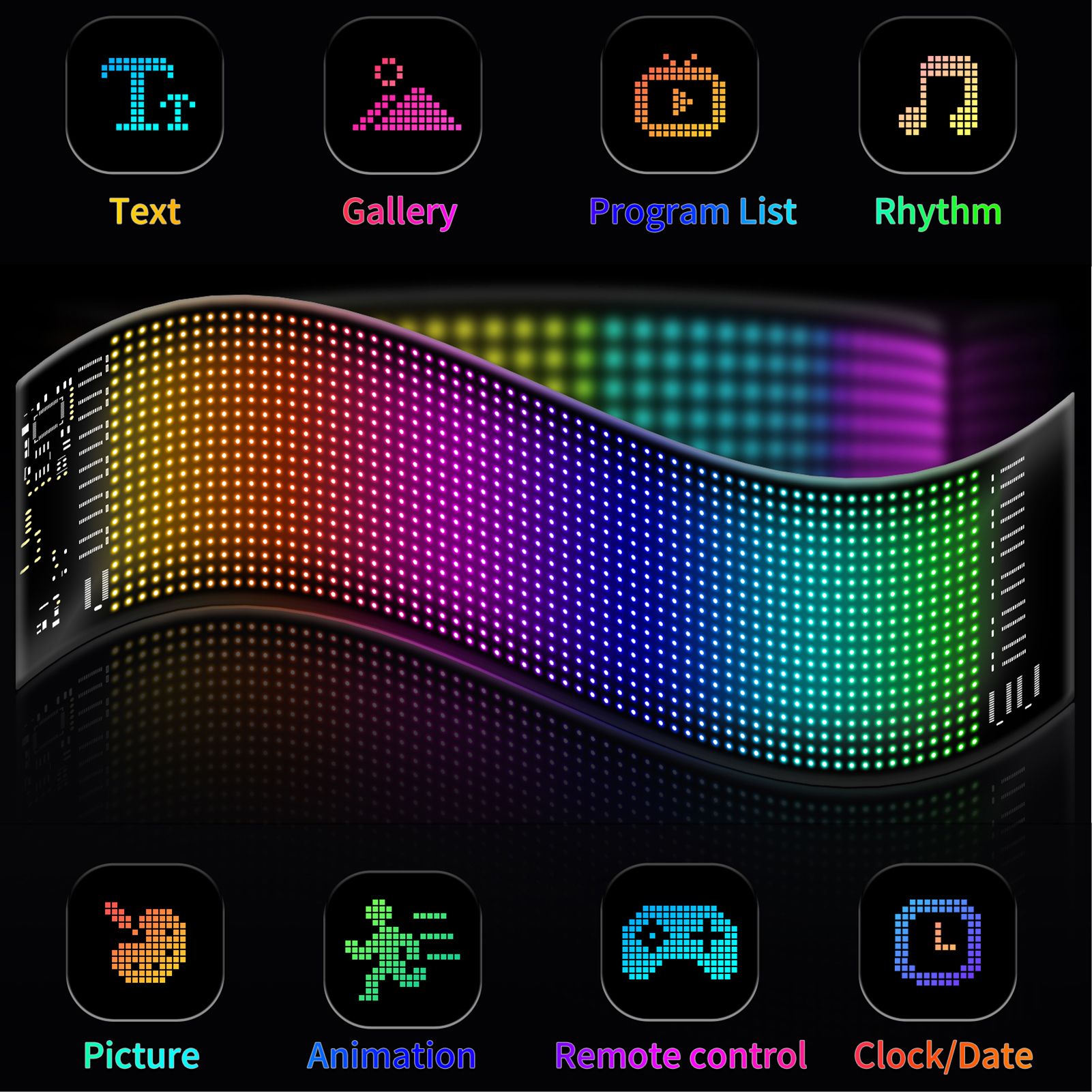 LED Flexible Display APP BT Car Advertising Screen Full Color Intelligent view 3