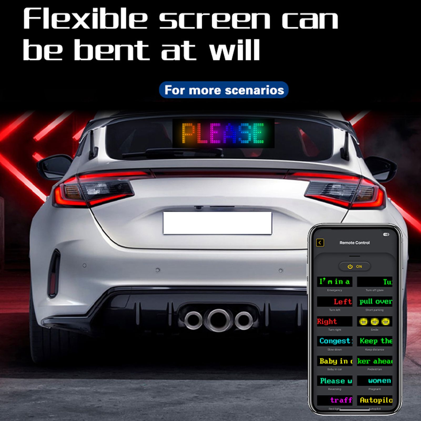 LED Flexible Display APP BT Car Advertising Screen Full Color Intelligent view 7