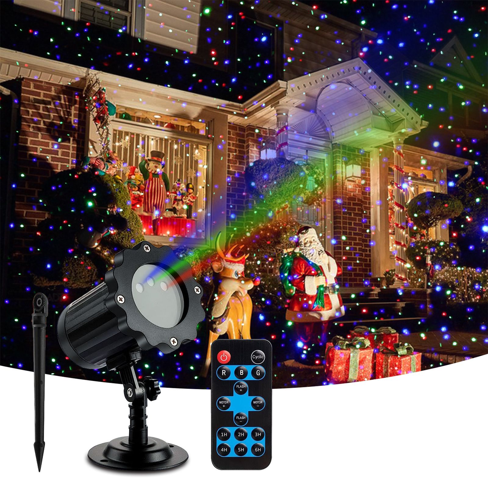 Outdoor Garden Christmas Light Projector 3 Light Colors Red Green Blue Remote view 3