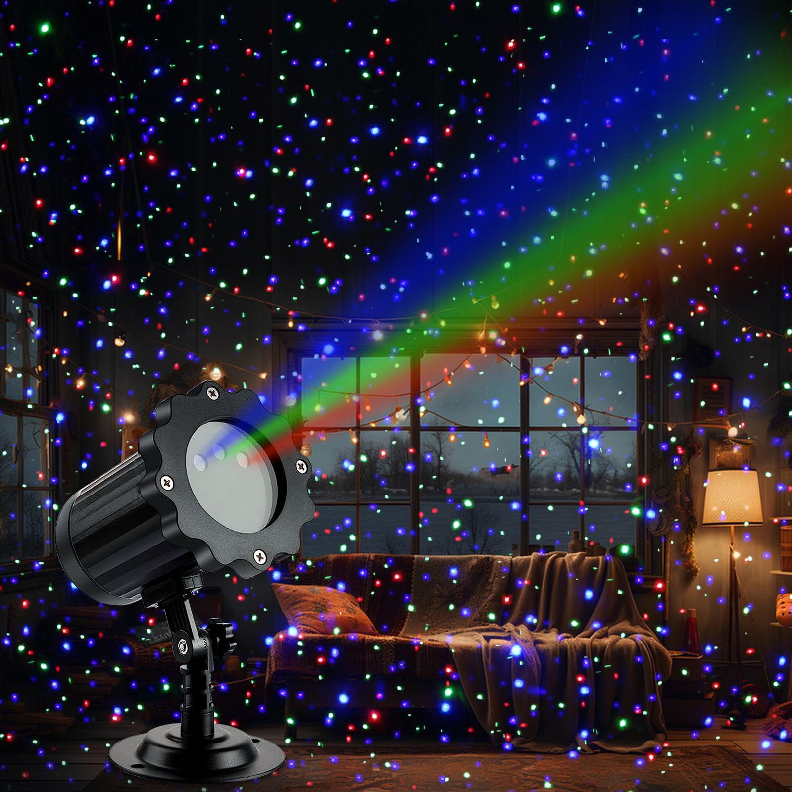 Outdoor Garden Christmas Light Projector 3 Light Colors Red Green Blue Remote view 4