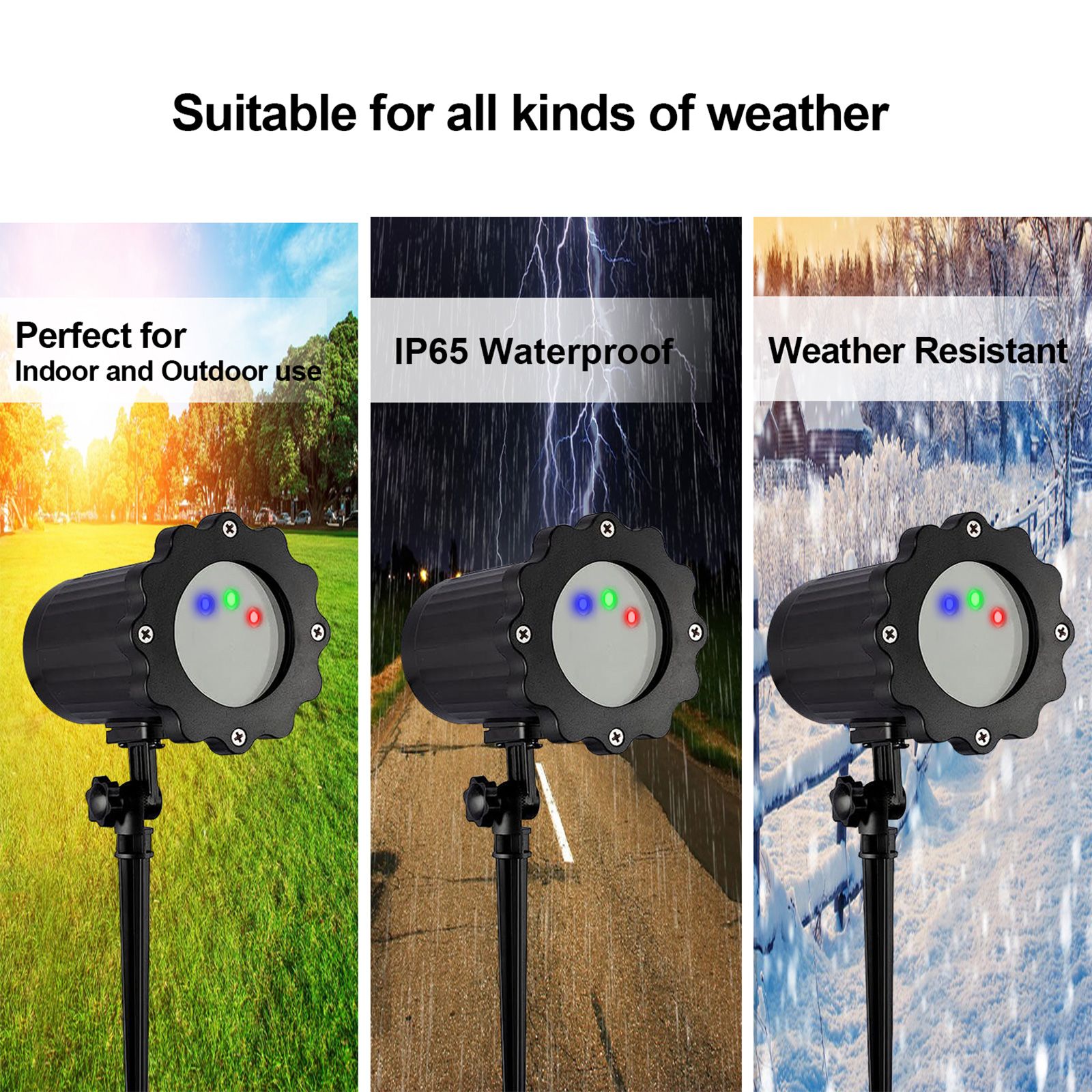 Outdoor Garden Christmas Light Projector 3 Light Colors Red Green Blue Remote view 6