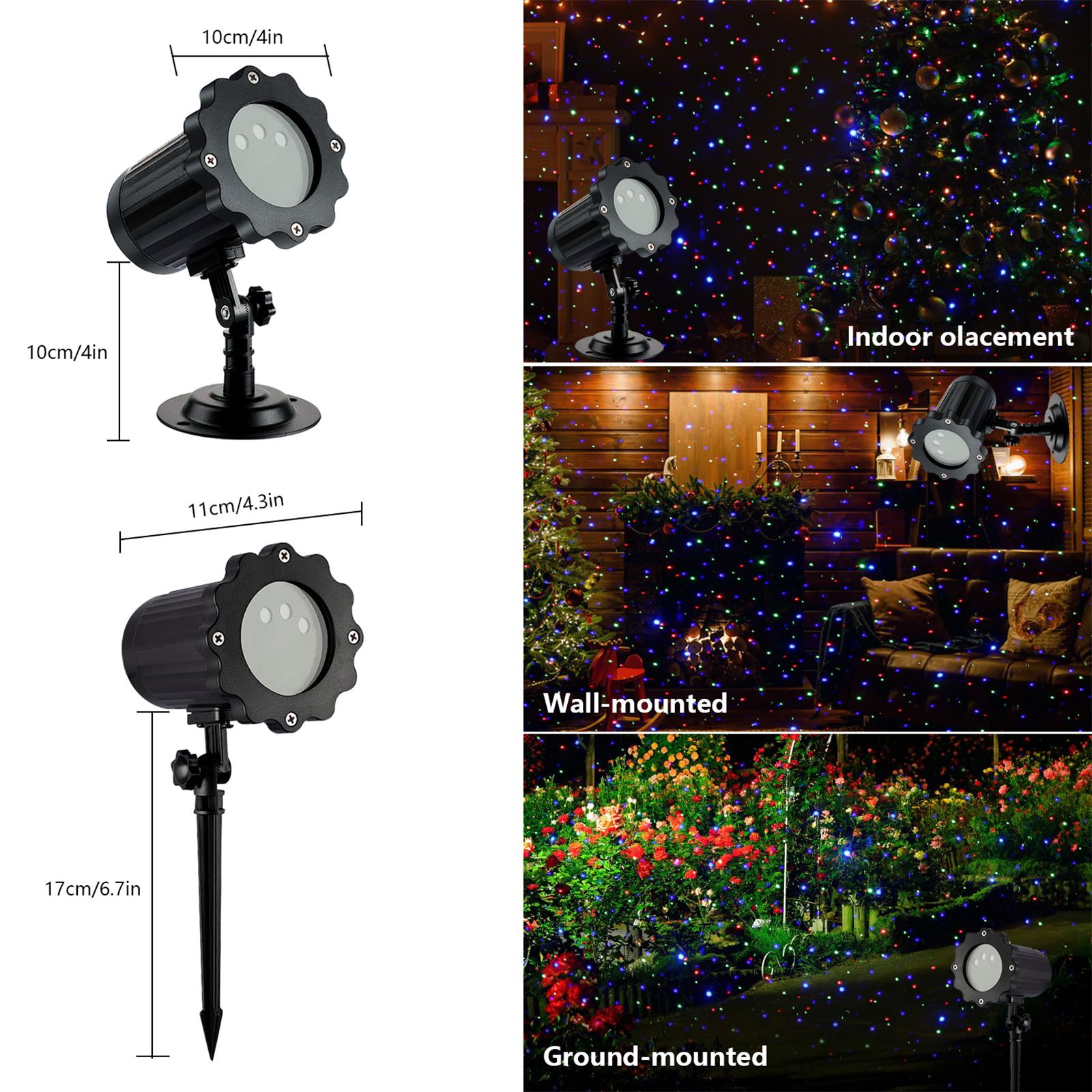 Outdoor Garden Christmas Light Projector 3 Light Colors Red Green Blue Remote view 10