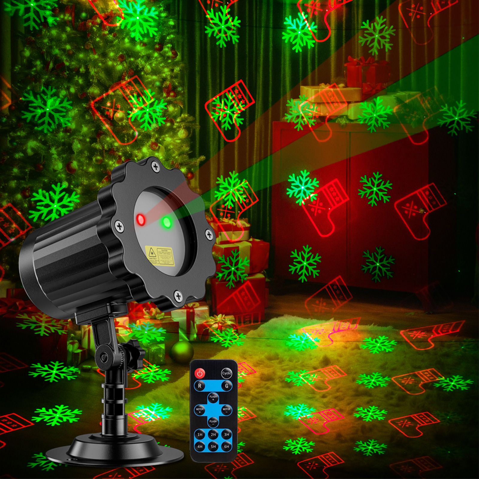 Christmas Projector Light 10 Patterns LED Projection Lights with Remote Red view 6