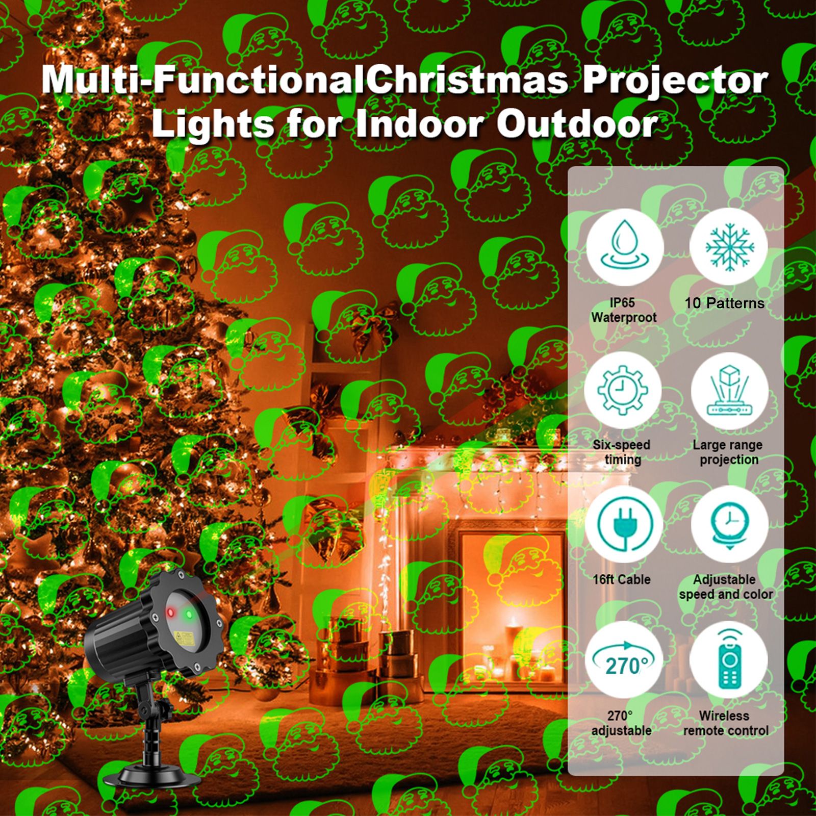 Christmas Projector Light 10 Patterns LED Projection Lights with Remote Red view 7