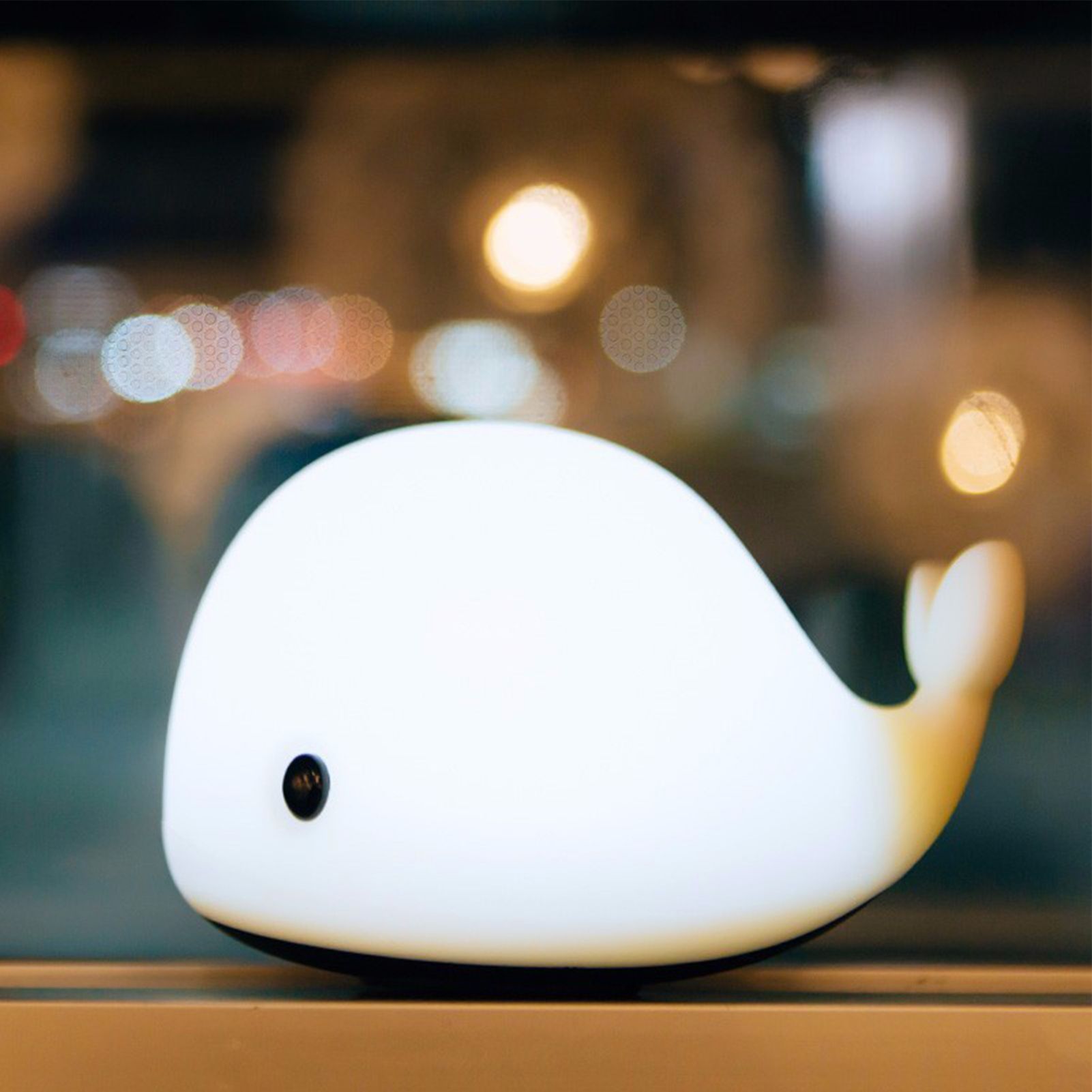 USB Rechargeable Silicone Light Cartoon Colorful Whale Pat Light Color view 5