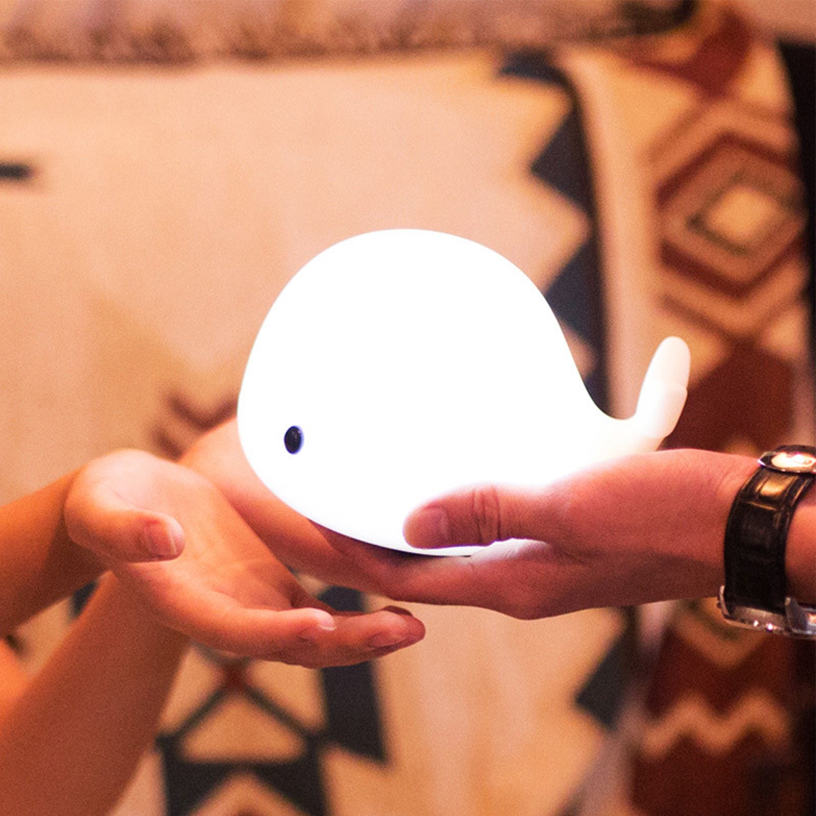USB Rechargeable Silicone Light Cartoon Colorful Whale Pat Light Color view 6