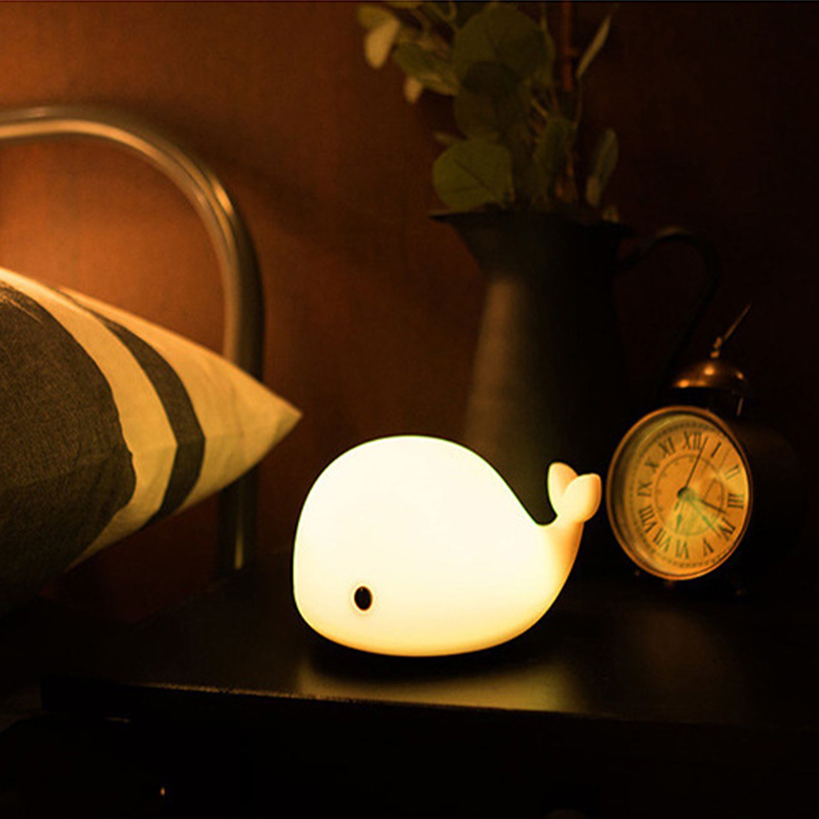 USB Rechargeable Silicone Light Cartoon Colorful Whale Pat Light Color view 9