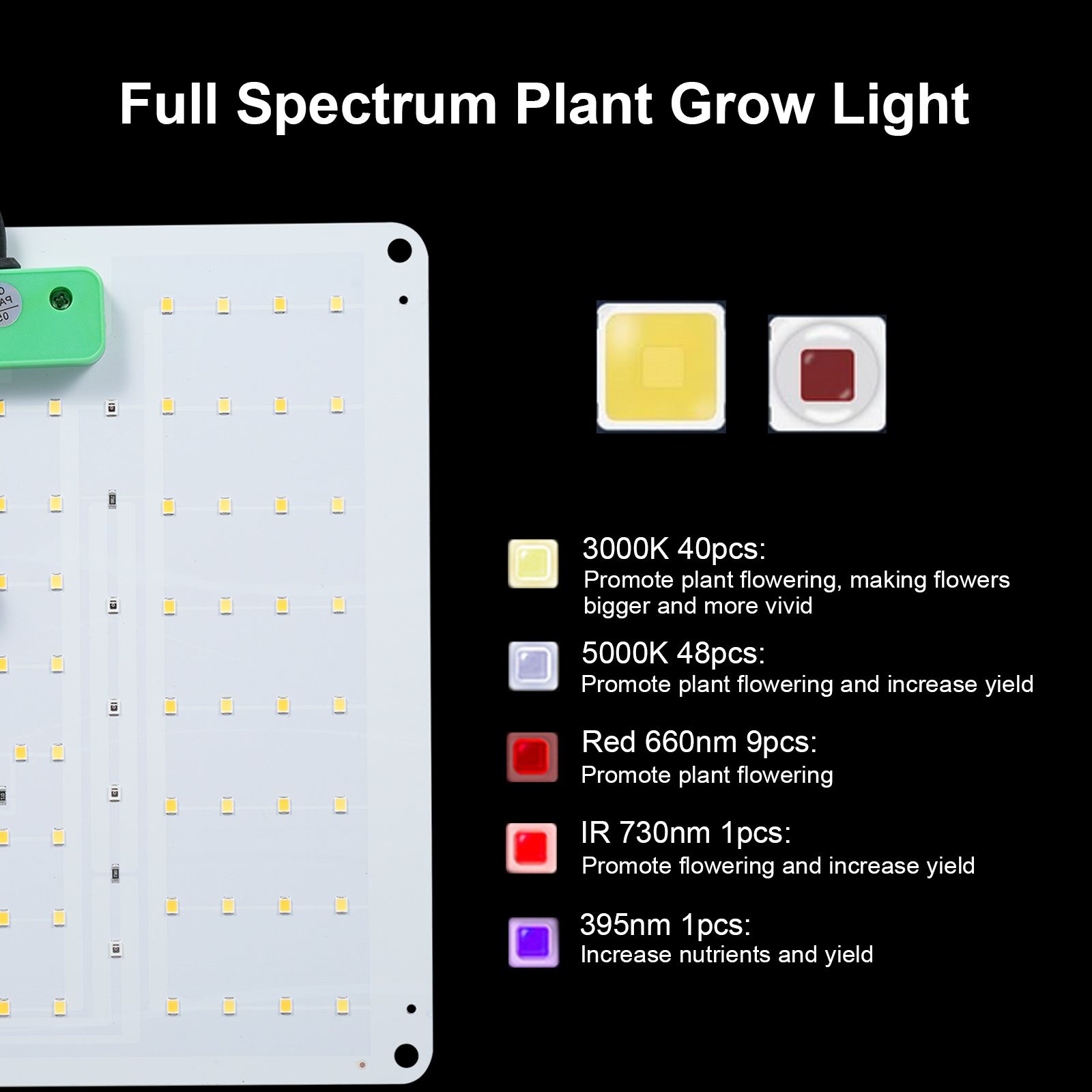 Full Spectrum Growth Light LED Indoor Plant Supplement Light 3000K 5000K IR UV view 4