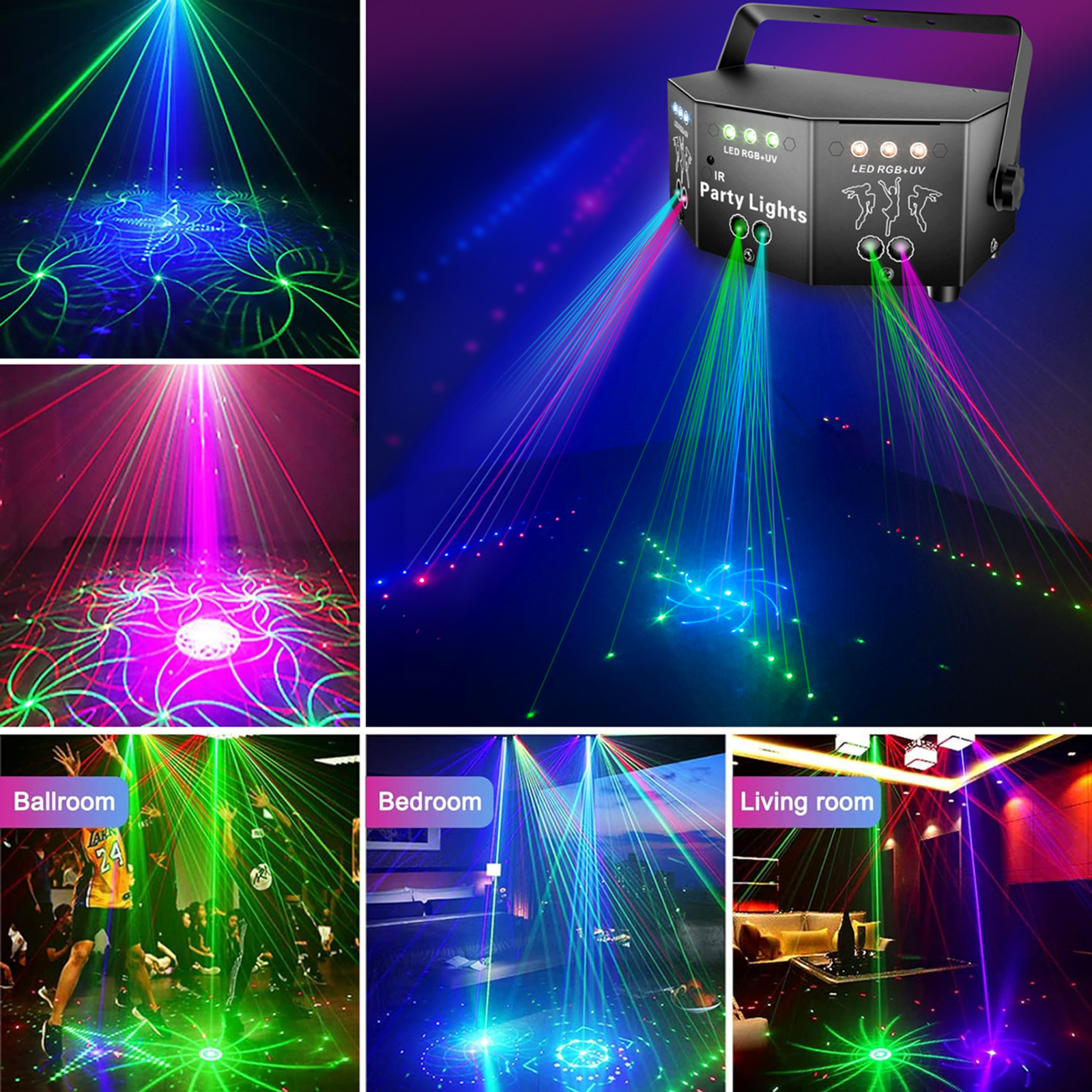 Full Color Beam Stage Light 64 Patterns Support Auto Mode/Sound Control view 3