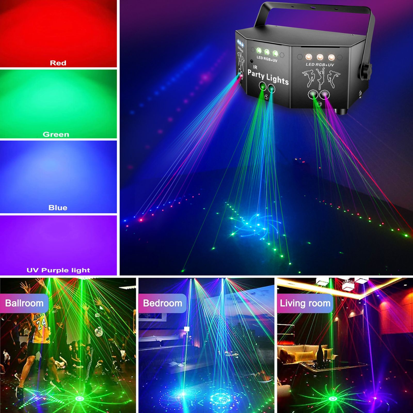 Full Color Beam Stage Light 64 Patterns Support Auto Mode/Sound Control view 7