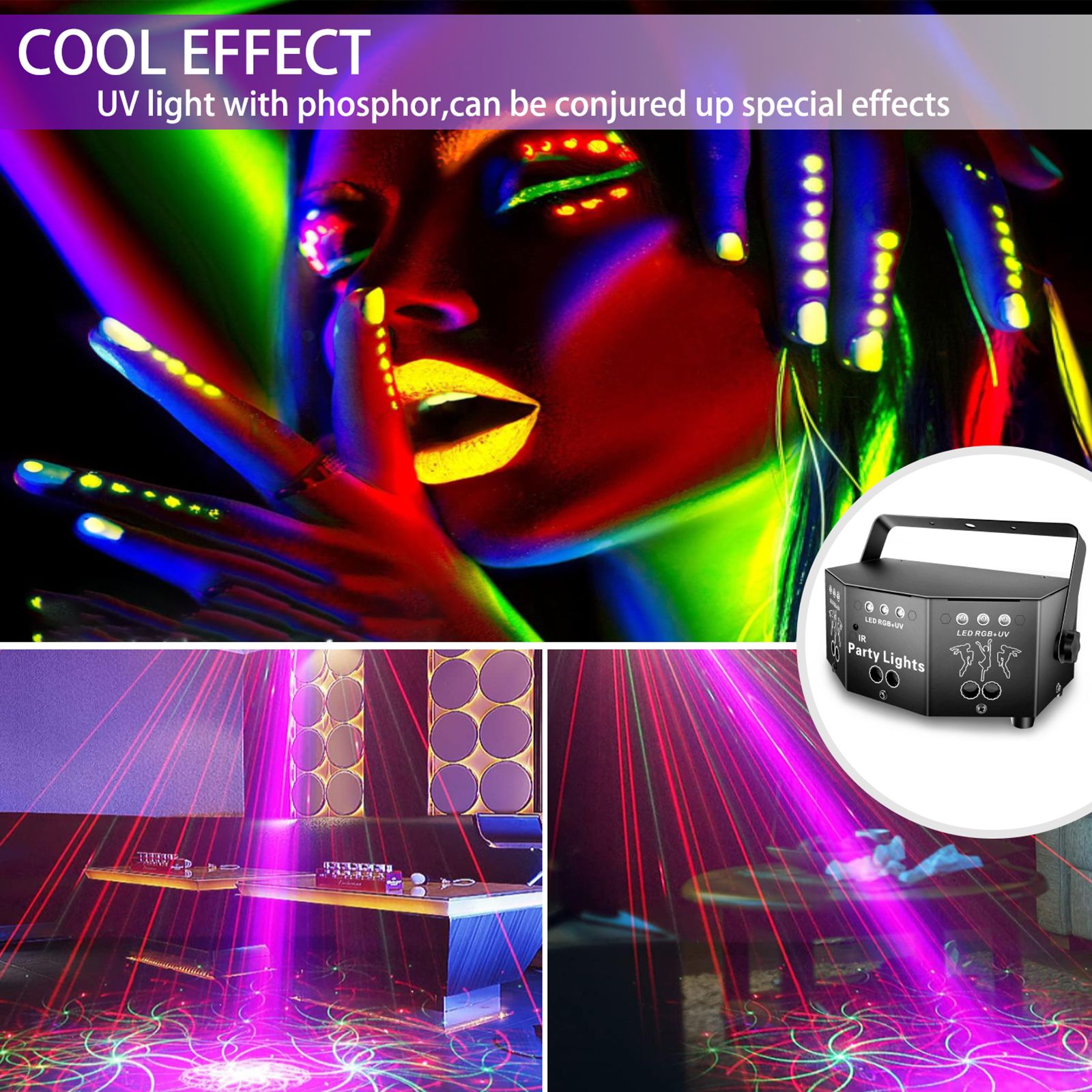 Full Color Beam Stage Light 64 Patterns Support Auto Mode/Sound Control view 9