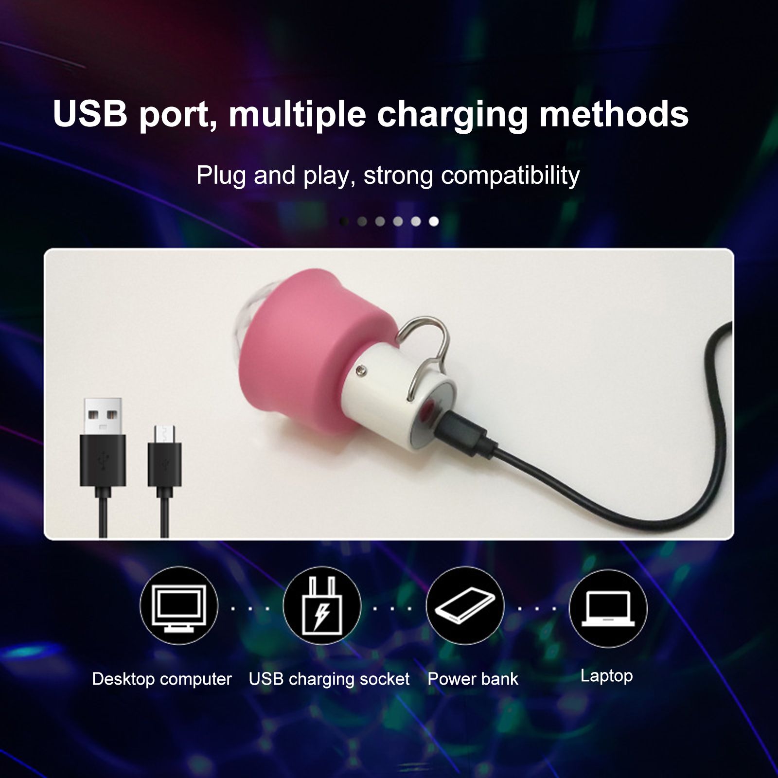 4W 5V USB Low Voltage Rechargeable Mini Ambiance LED Light Bulb RGBW Colorful view 5
