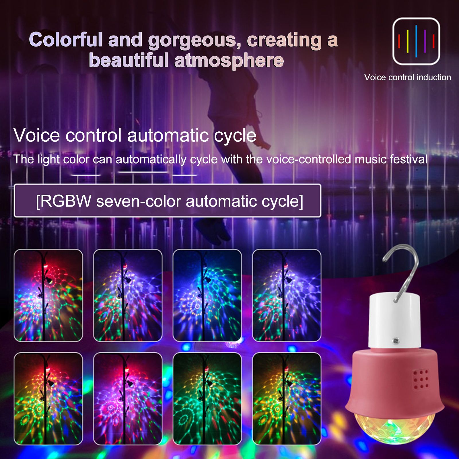 4W 5V USB Low Voltage Rechargeable Mini Ambiance LED Light Bulb RGBW Colorful view 7