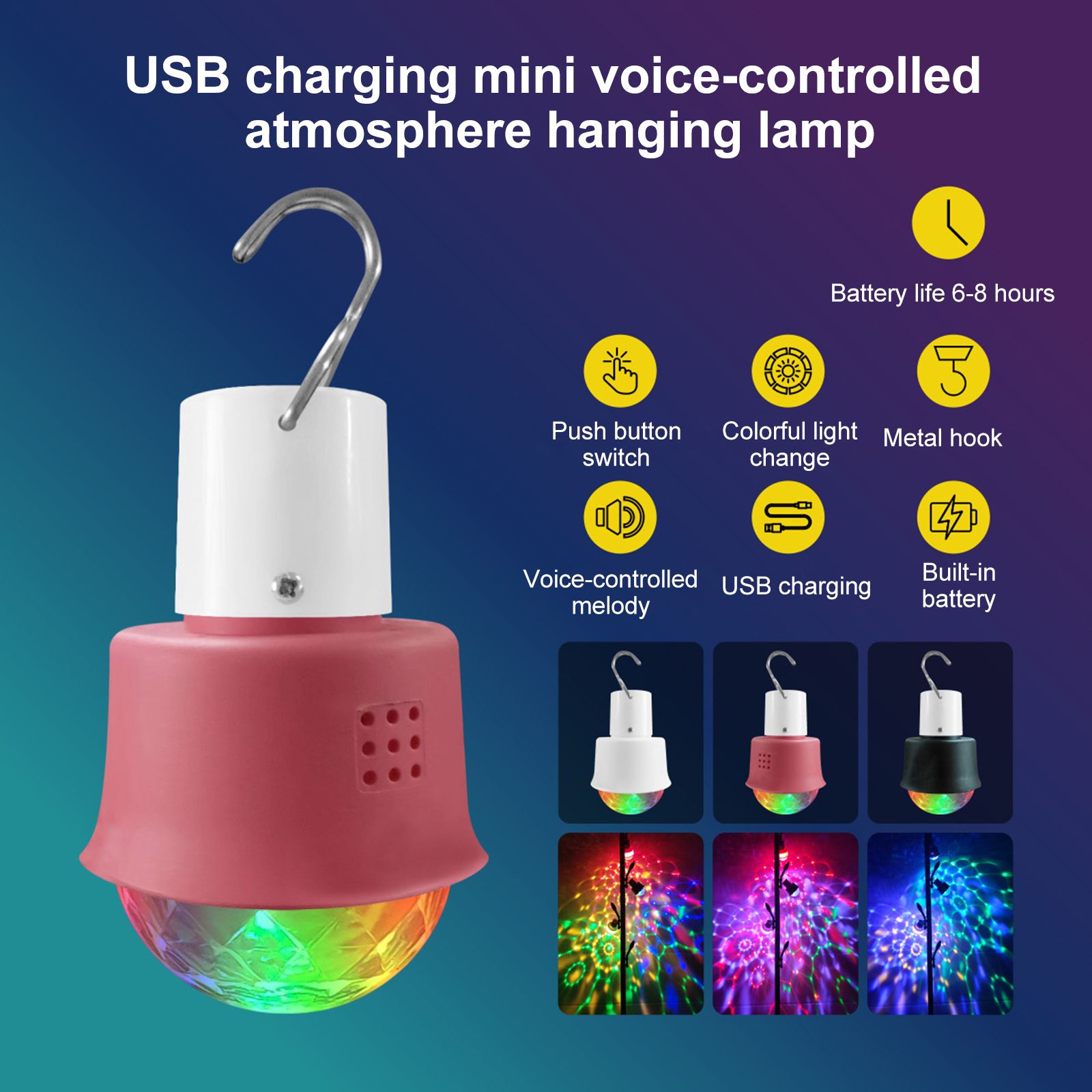4W 5V USB Low Voltage Rechargeable Mini Ambiance LED Light Bulb RGBW Colorful view 6