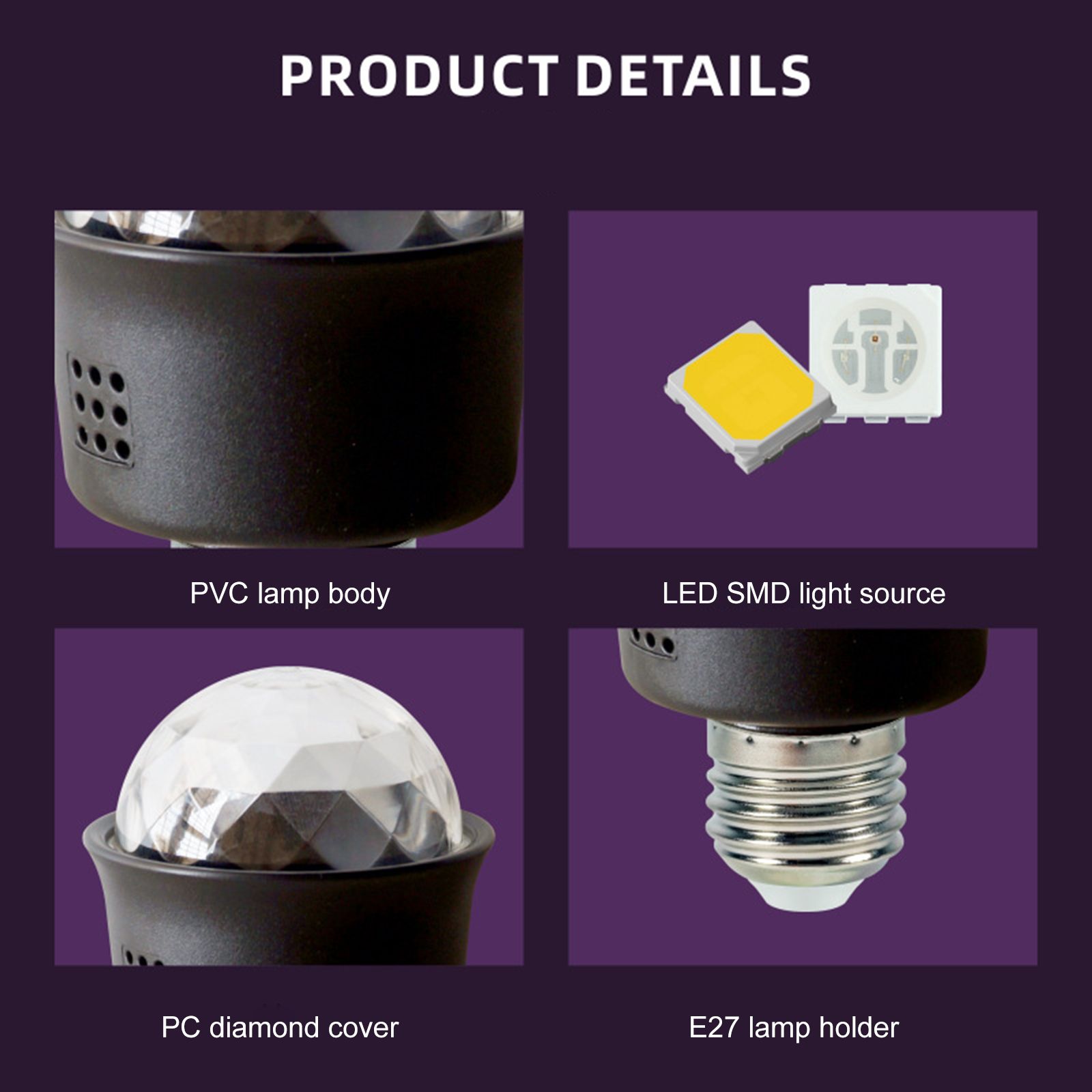 LED 3W Bulb Projection Color Changing Holiday KTV Ambience Decoration Phantom view 7