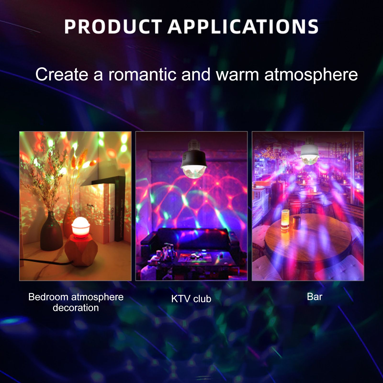 LED 3W Bulb Projection Color Changing Holiday KTV Ambience Decoration Phantom view 8