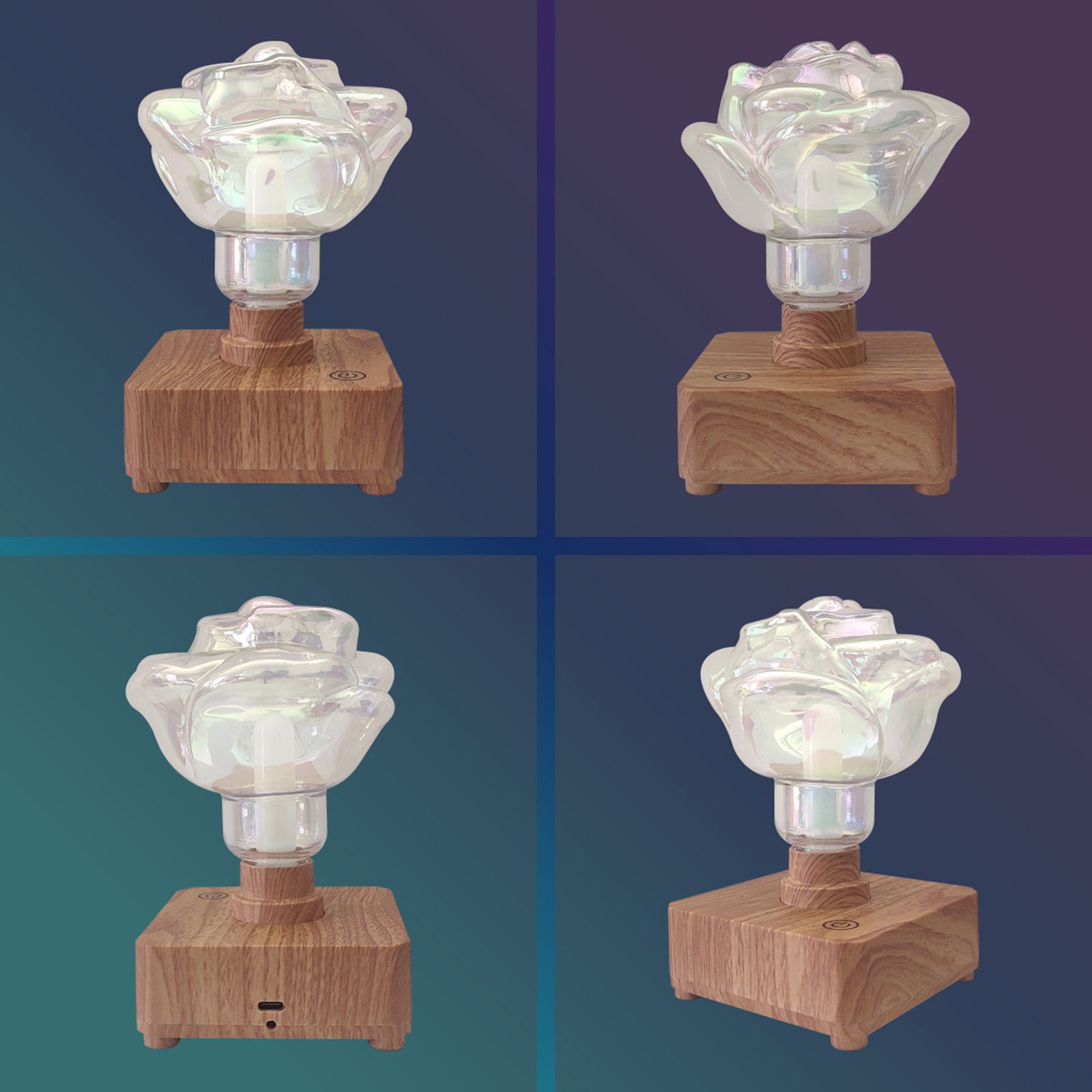 LED Rose Ambiance Night Light Romantic Warm Bedroom Touch Control Desktop USB view 2