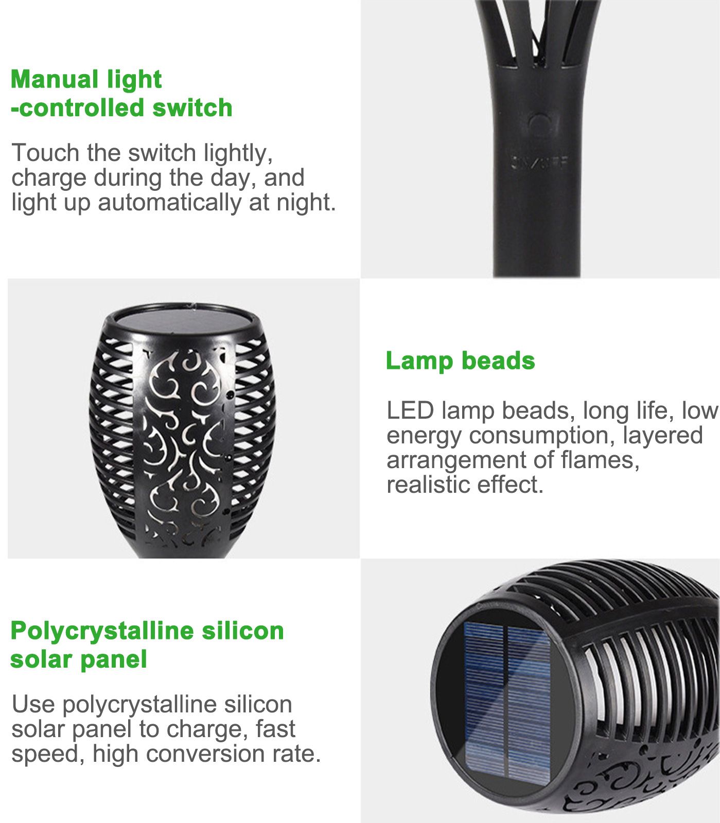 Solar Flame Lights Outdoor Garden Lights Ground Plug Lights Simulation Torch view 2