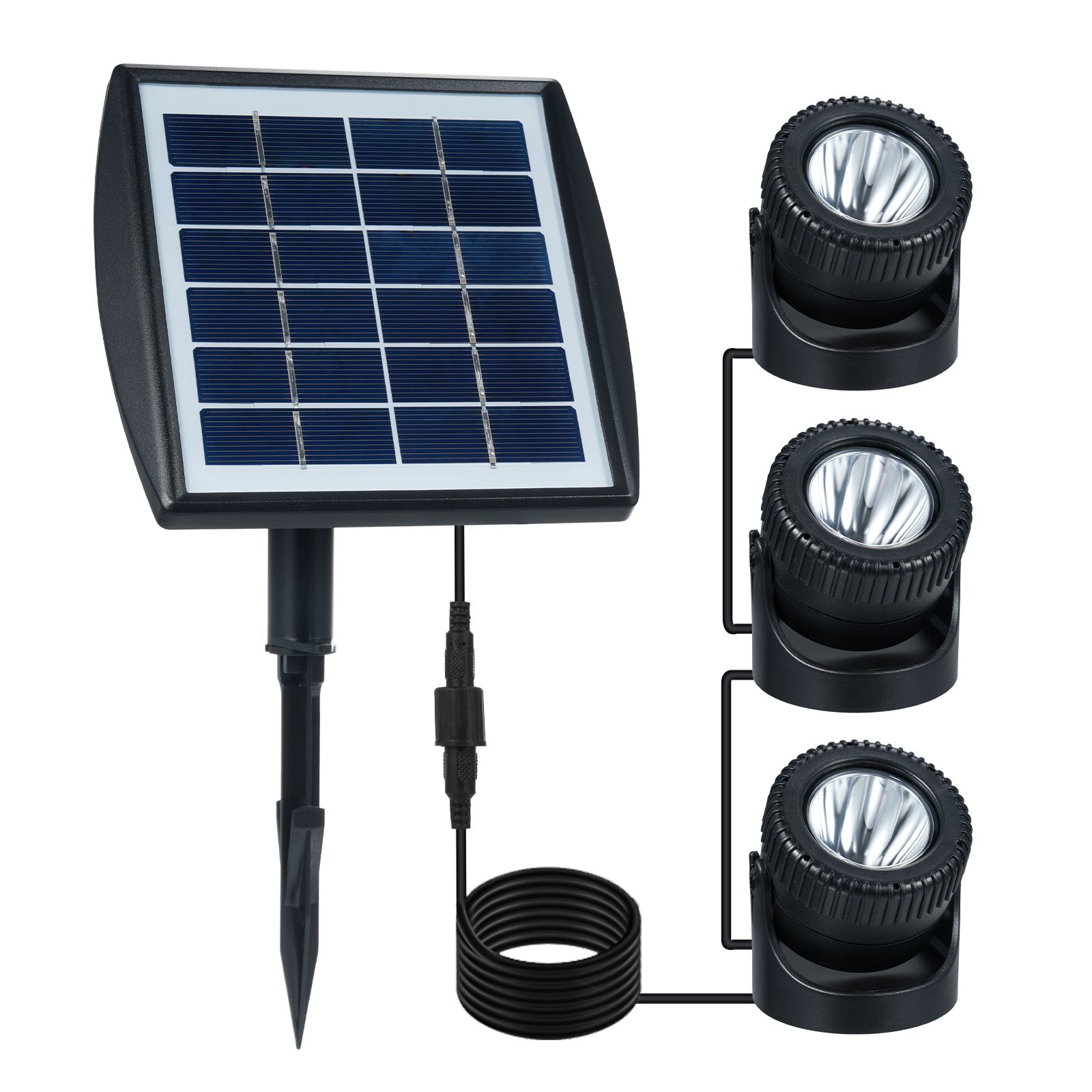 Three Heads Solar Pond Light Underwater Spotlights Waterproof Outdoor
