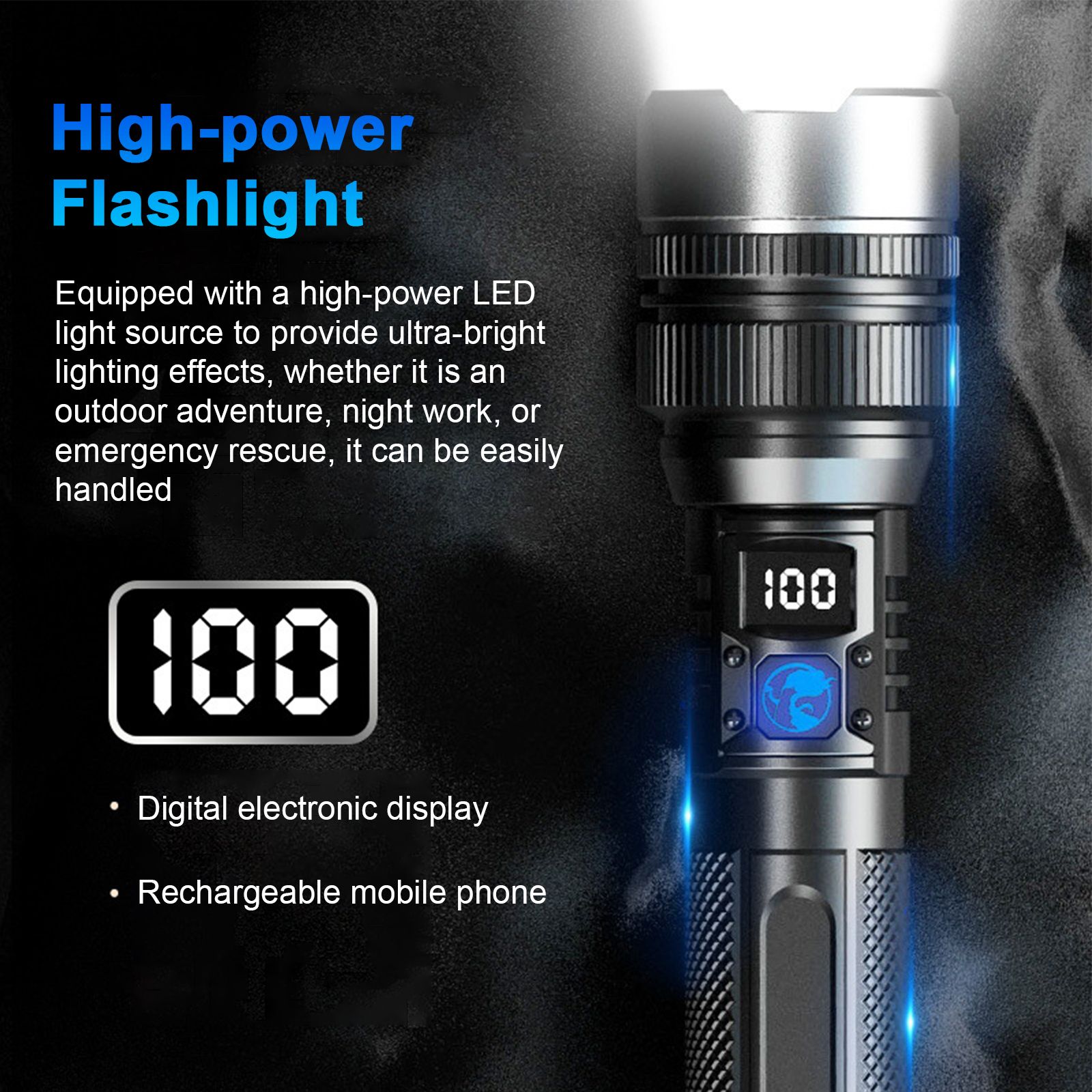 Outdoor Waterproof Handheld Flashlight Super Bright Flash Light Adjustable view 6