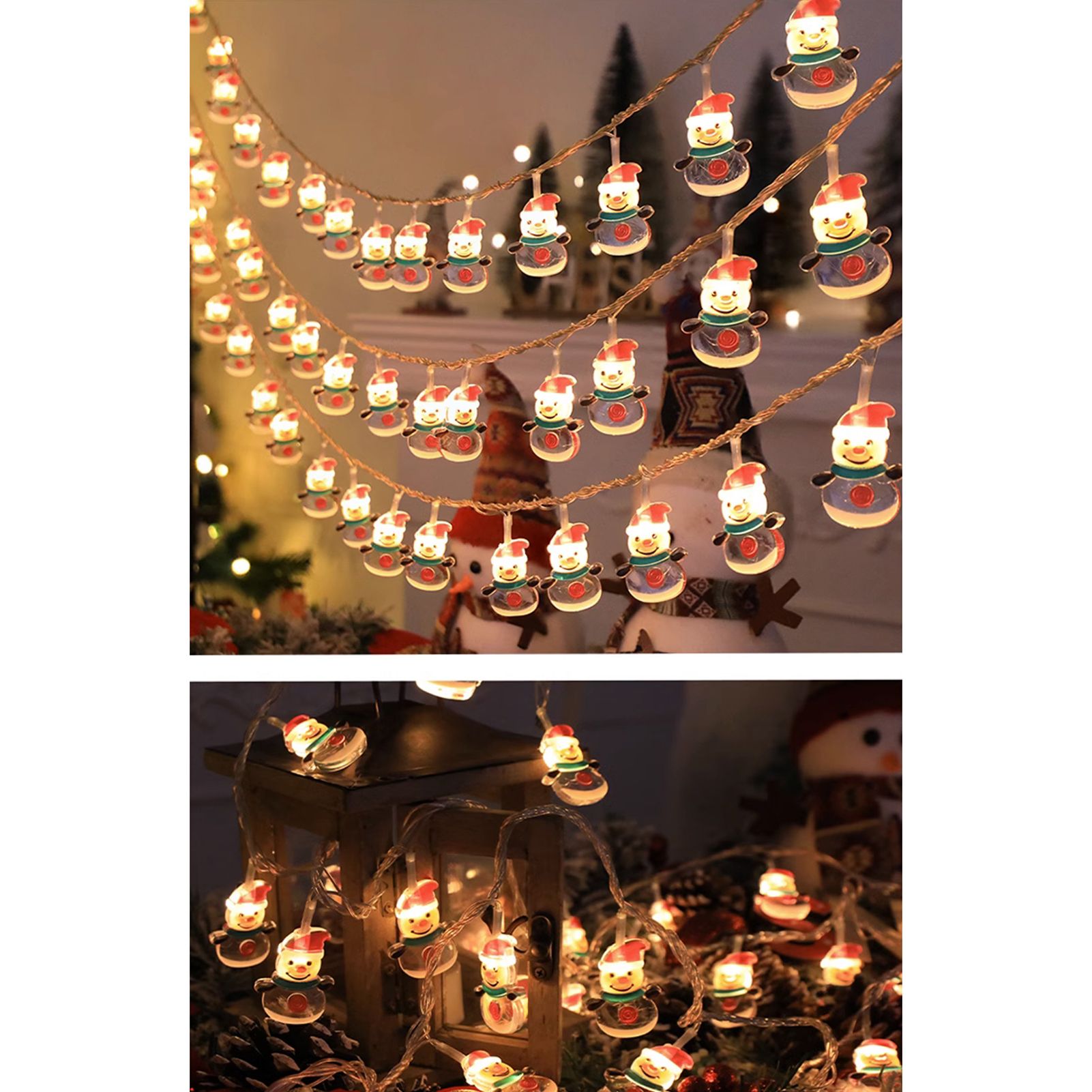 Christmas Light Strings Snowman Santa Christmas Tree Ornaments Festive Window view 6