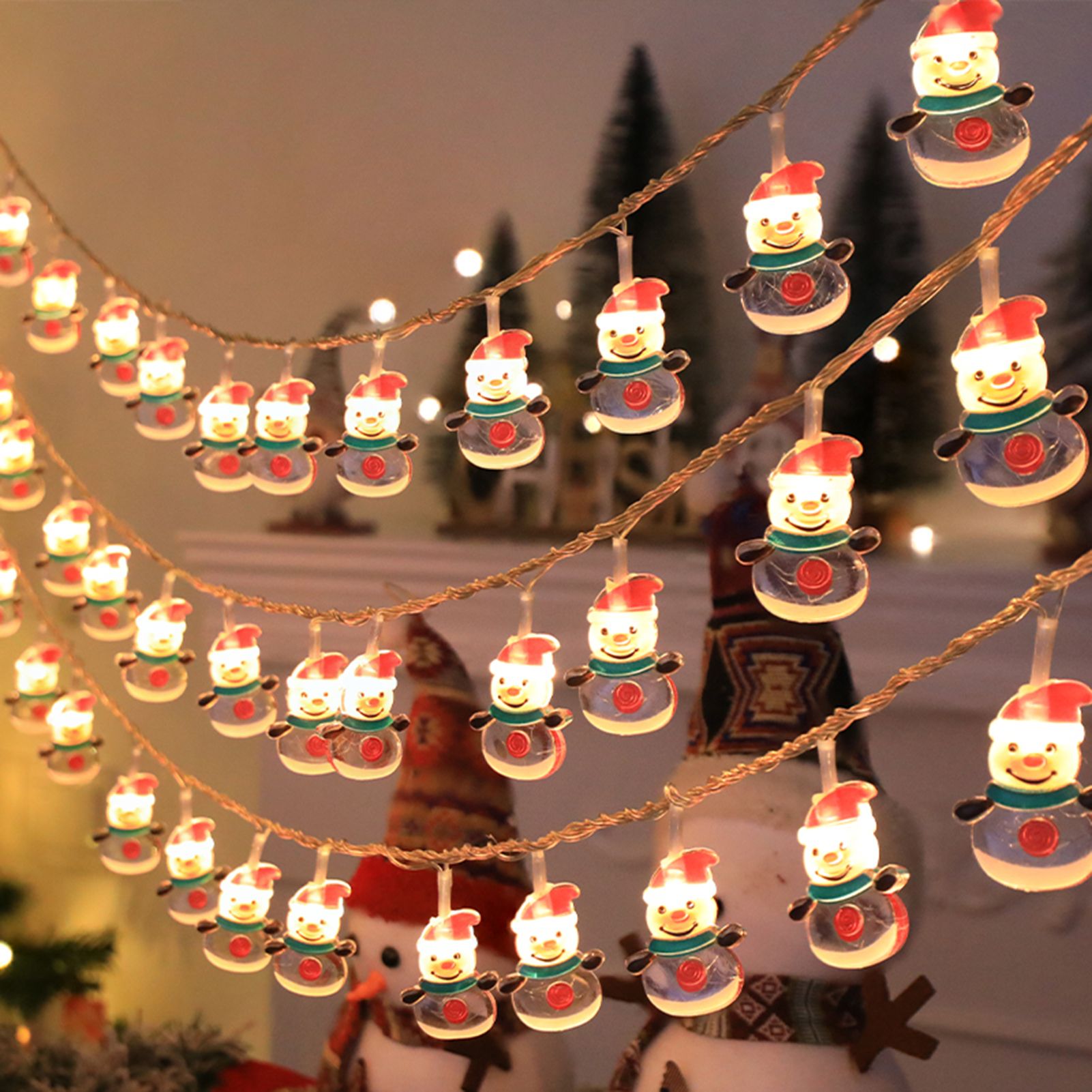 Christmas Light Strings Snowman Santa Christmas Tree Ornaments Festive Window — image 1