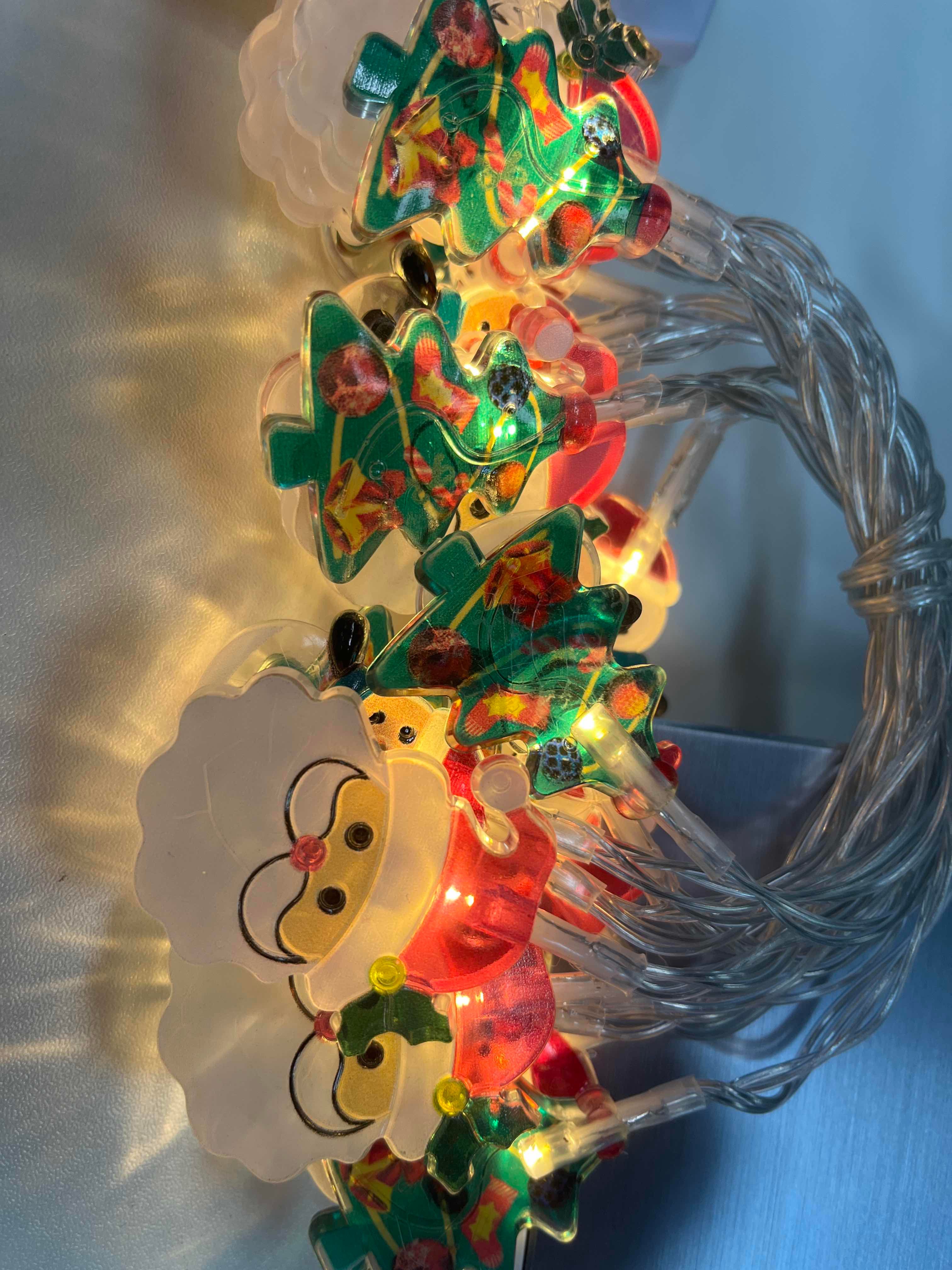 Christmas Light Strings Snowman Santa Christmas Tree Ornaments Festive Window view 9