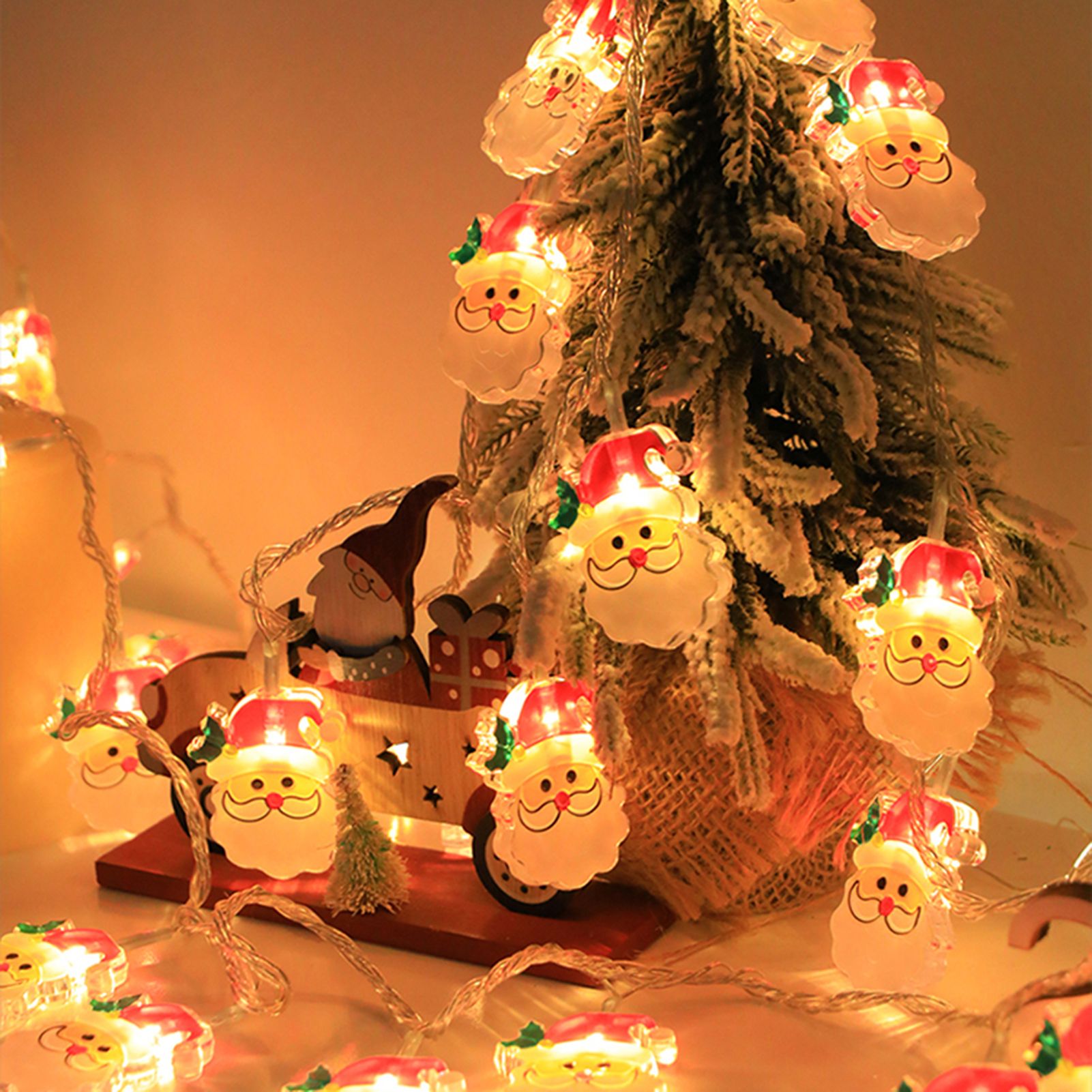 Christmas Light Strings Snowman Santa Christmas Tree Ornaments Festive Window view 4