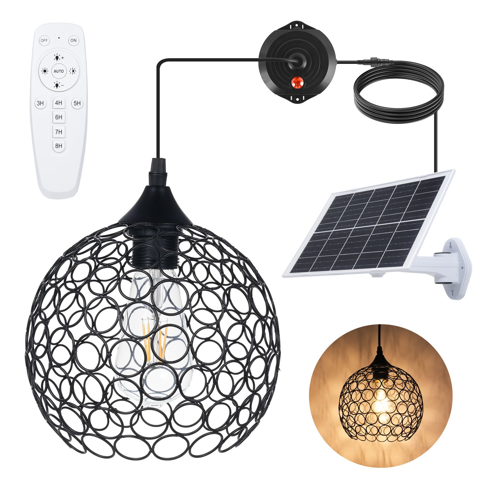 Retro Solar Powered Pendant Lamp view 2
