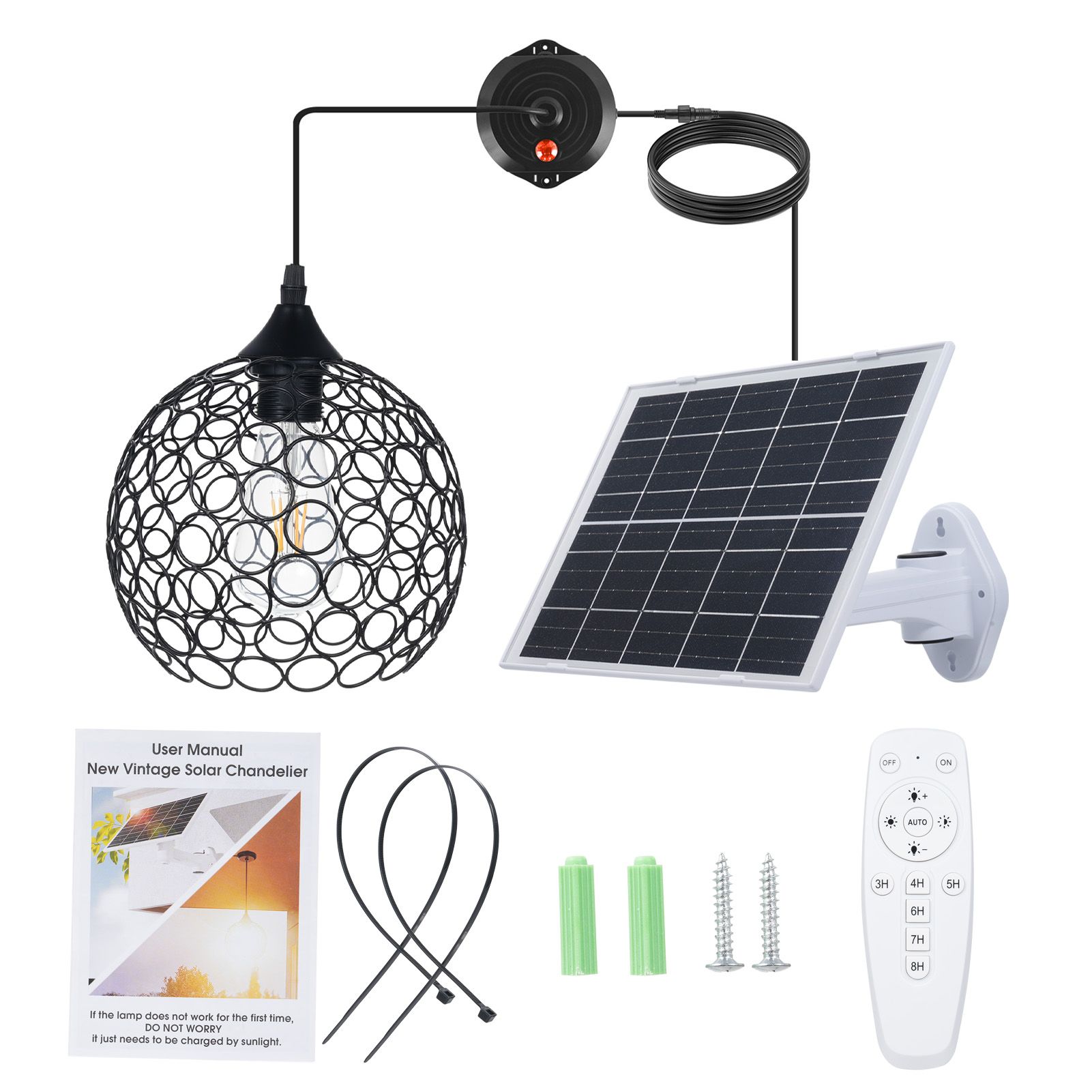 Retro Solar Powered Pendant Lamp view 5