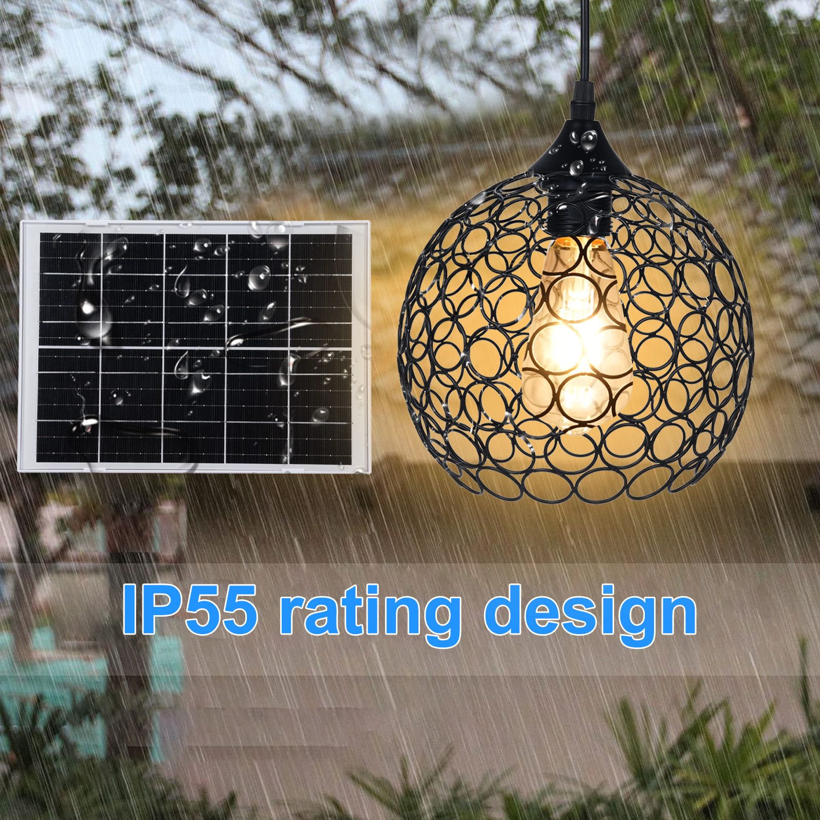 Retro Solar Powered Pendant Lamp view 9