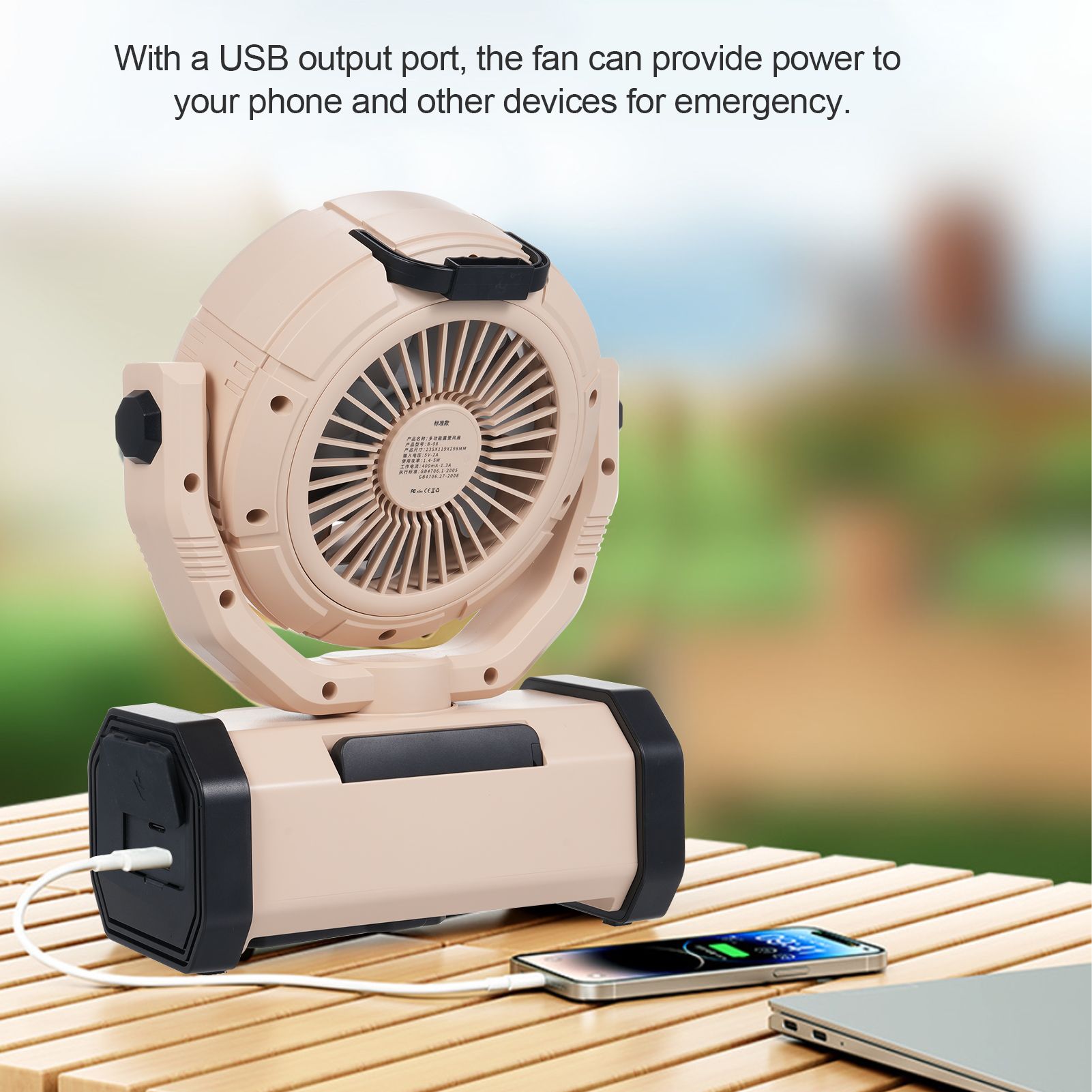 Outdoor Camping Fan with LED Lights view 6