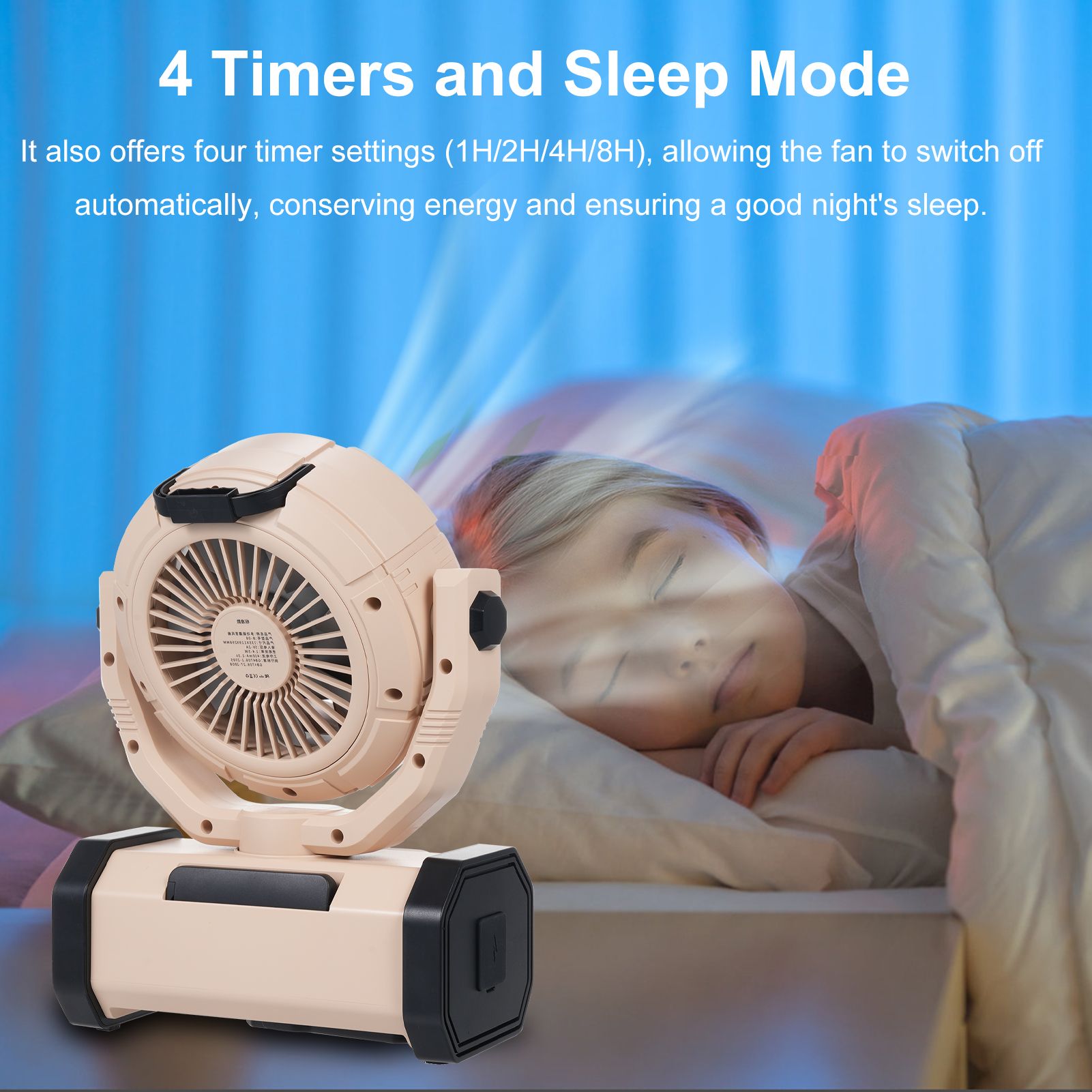 Outdoor Camping Fan with LED Lights view 7