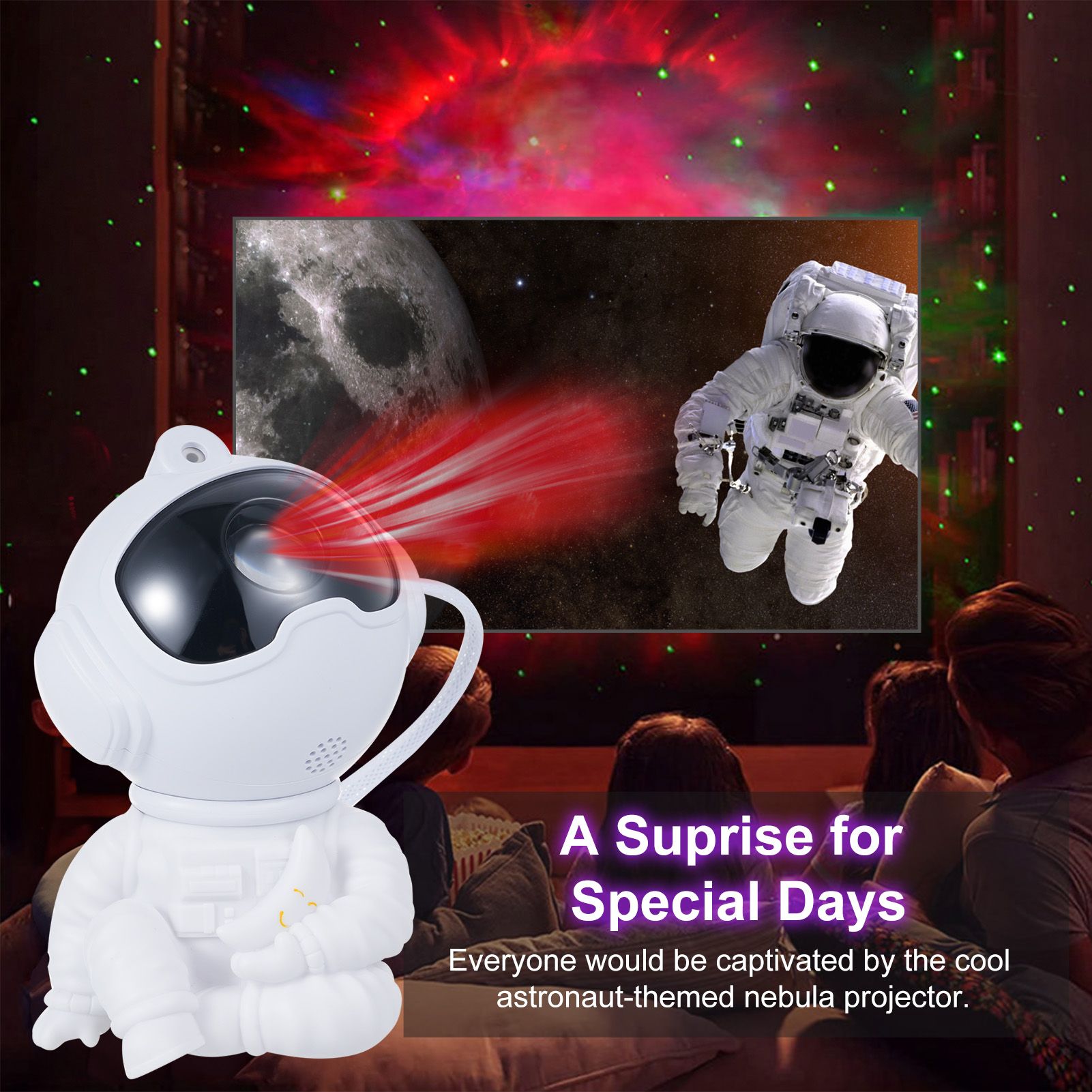 Astronaut Star Galaxy Projector Starry Nebula Projection Light Bedroom view 6