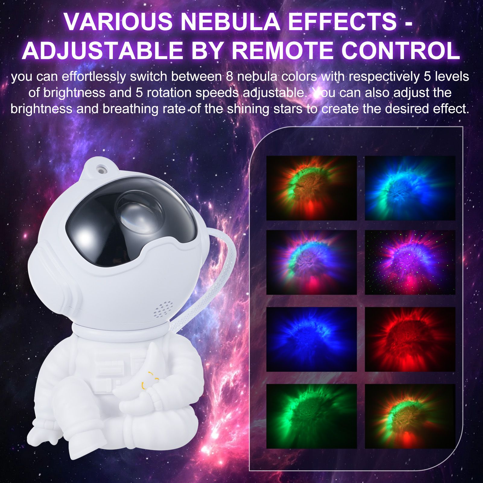 Astronaut Star Galaxy Projector Starry Nebula Projection Light Bedroom view 7