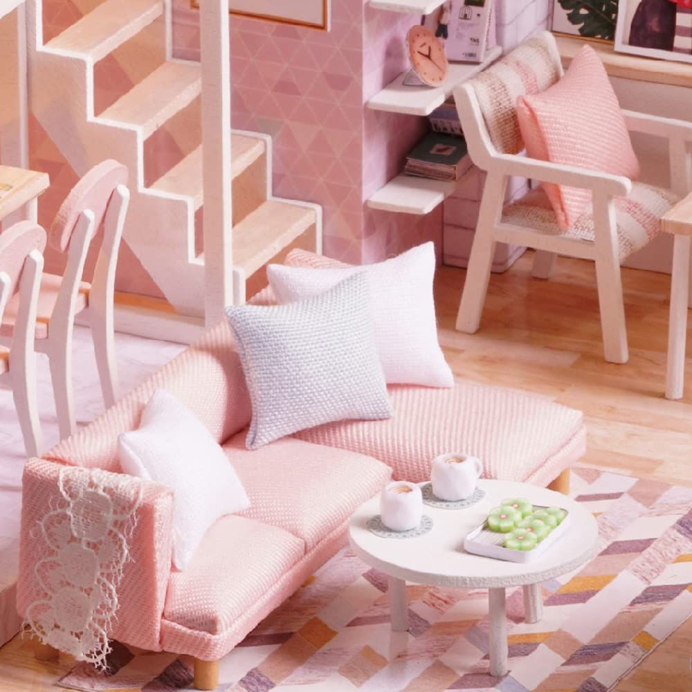DIY Miniature Dollhouse Kit Wooden Hand-assembled Toy Set Tiny House Model view 5