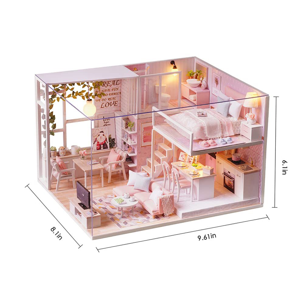 DIY Miniature Dollhouse Kit Wooden Hand-assembled Toy Set Tiny House Model view 8