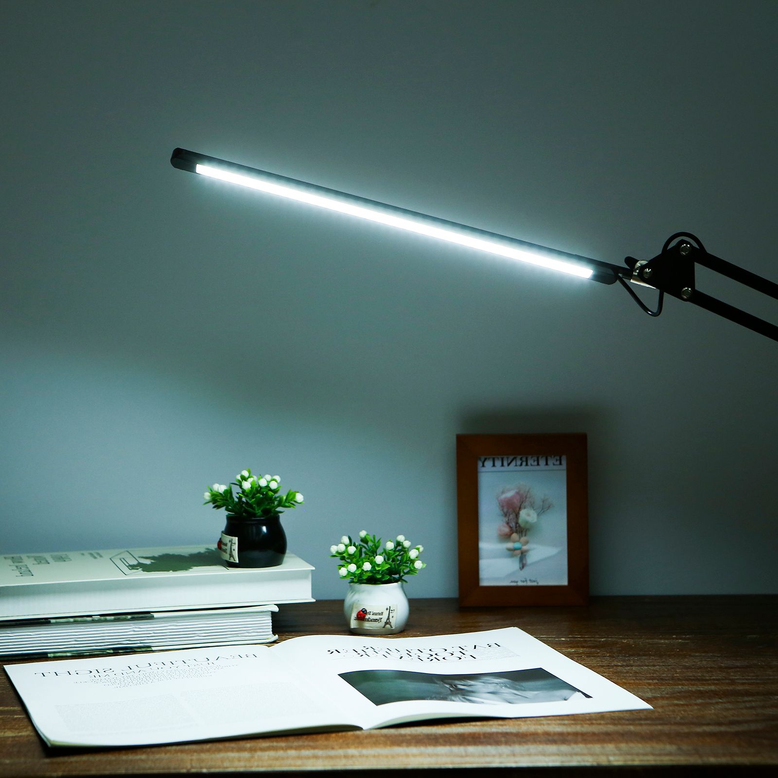 Tomshine LEDs Desk Lamp with Clamp Eye-Caring Dimmable Reading Light 3 Color