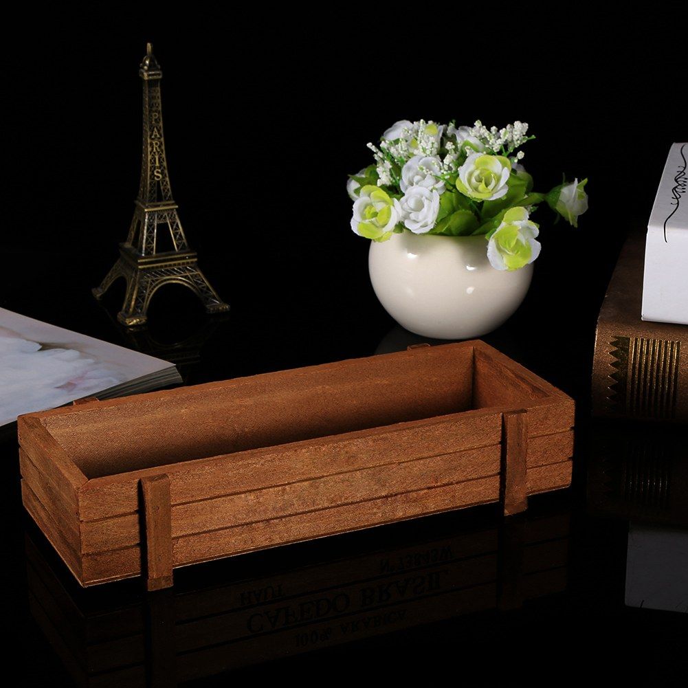 Indoor/Outdoor Wooden Herb Flower Succulent Planter Box Home Garden Rectangle view 10
