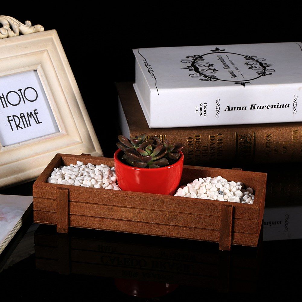 Indoor/Outdoor Wooden Herb Flower Succulent Planter Box Home Garden Rectangle view 12