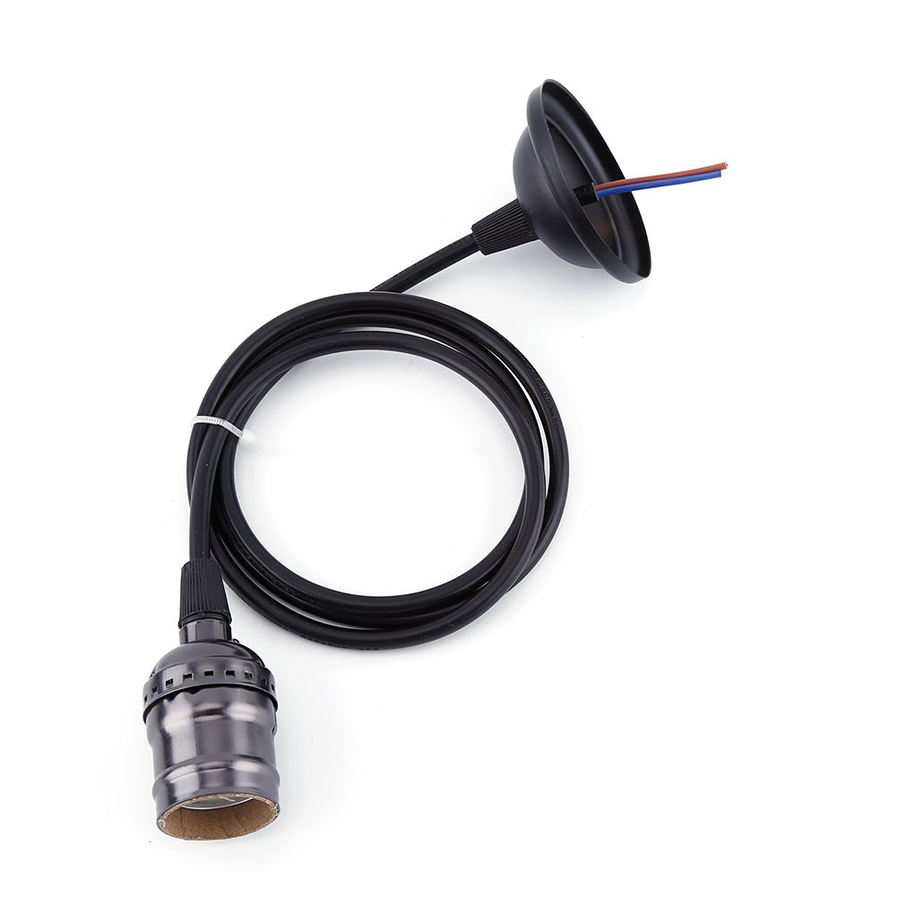 Retro E27 Bulb Stand Lamp Holder Socket Pearl Black With Wire No Switch view 2
