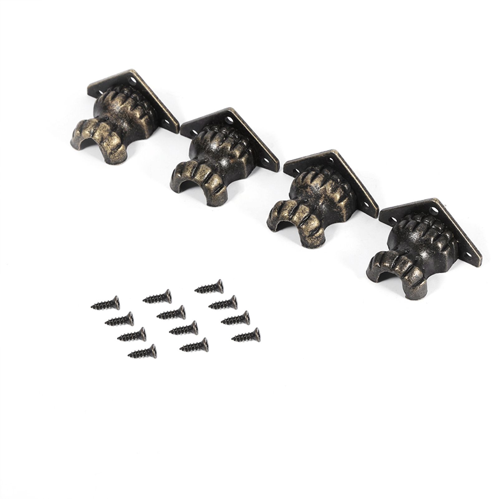 4pcs Antique Brass Jewelry Chest Wood Box Decorative Feet Leg Corner Protector view 2