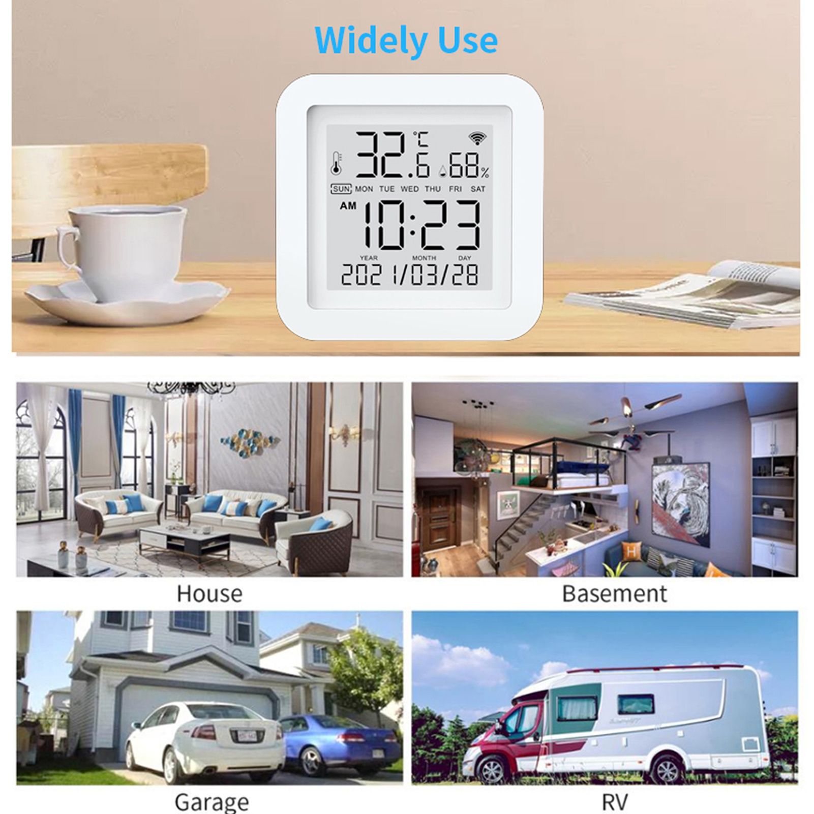 Tuya WiFi LCD Display Screen USB Power Supplys Intellgient Sensors ℉/℃ Switch view 5