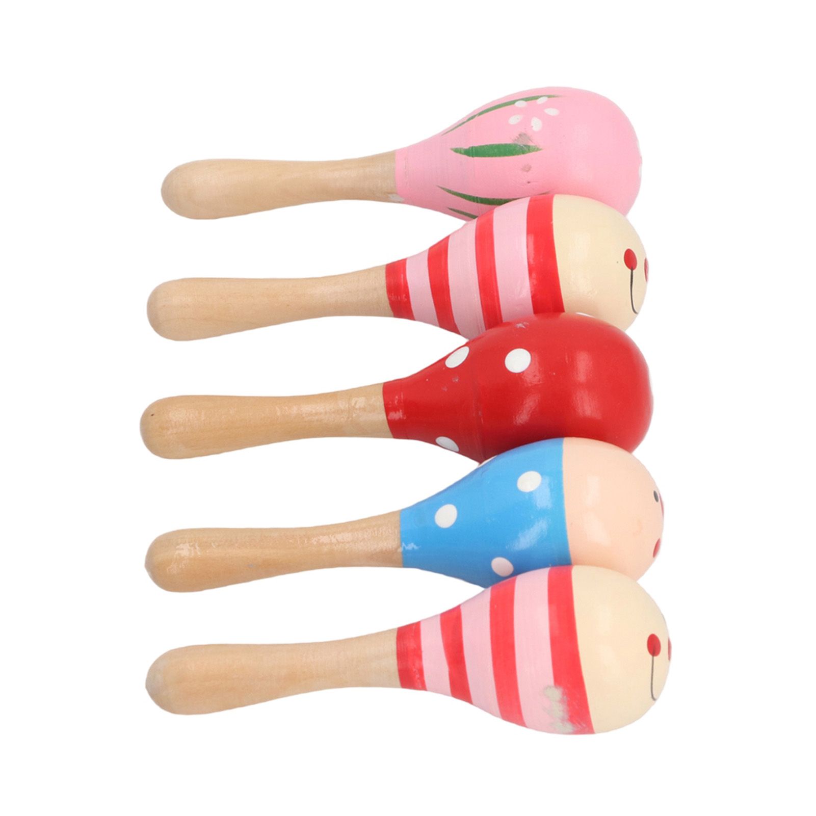 5PCS Wooden Maracas Rattles Cute Toddlers Egg Shaker Sand Hammer Toy Musical view 4