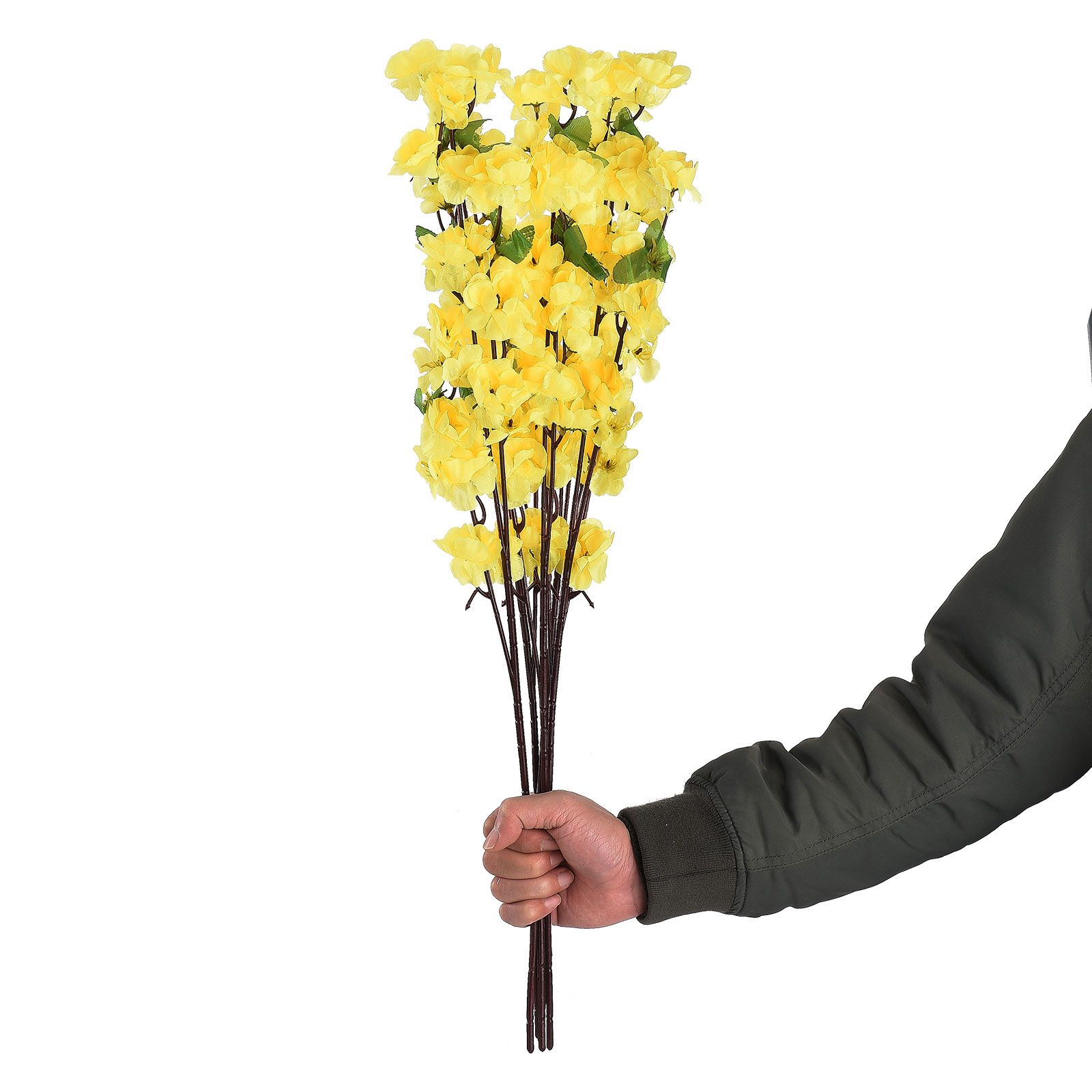 10 Pcs Yellow Artificial Flower Peach Blossom Branch Fake Blossom Flower Decor view 2