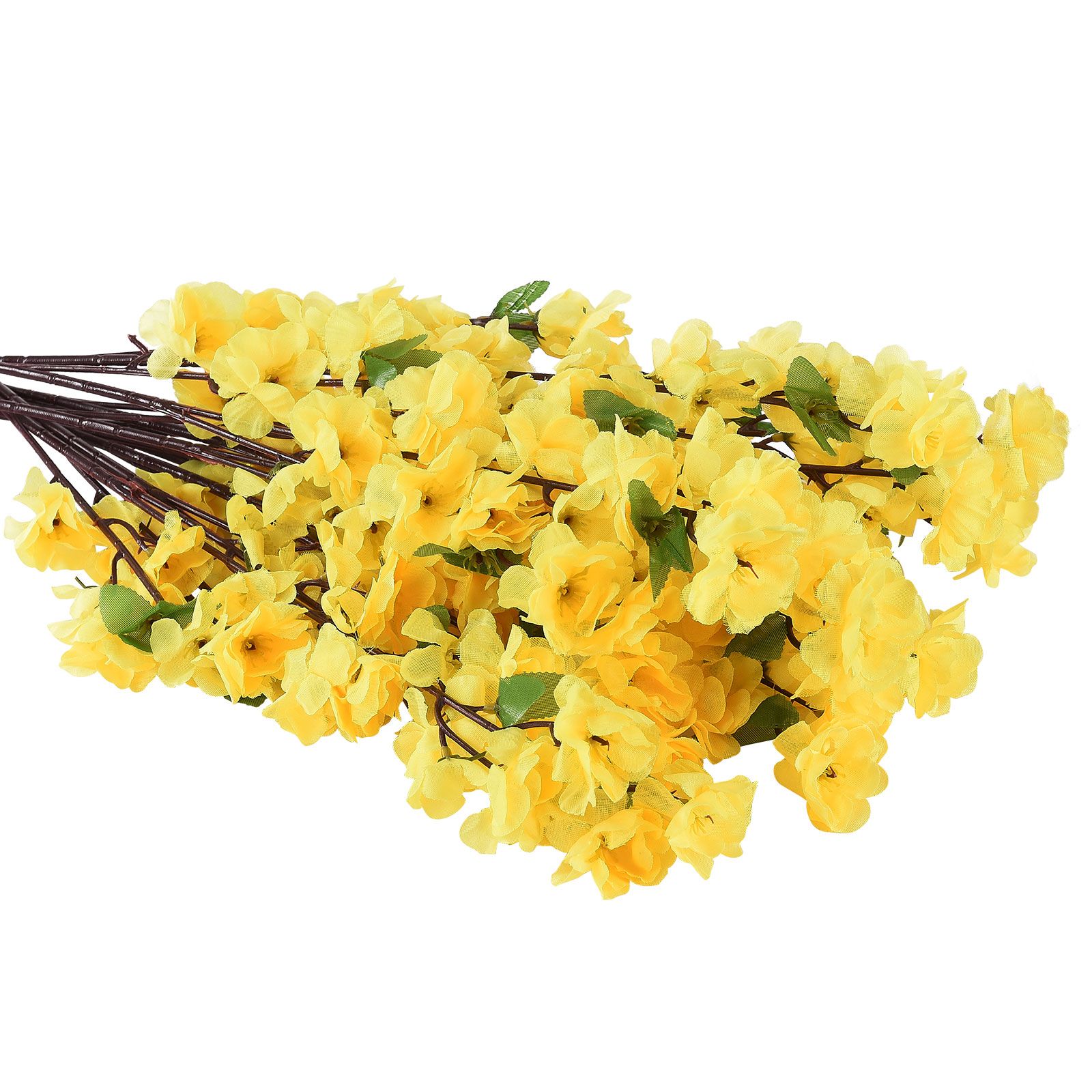 10 Pcs Yellow Artificial Flower Peach Blossom Branch Fake Blossom Flower Decor view 4