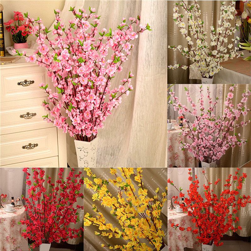 10 Pcs Yellow Artificial Flower Peach Blossom Branch Fake Blossom Flower Decor view 6