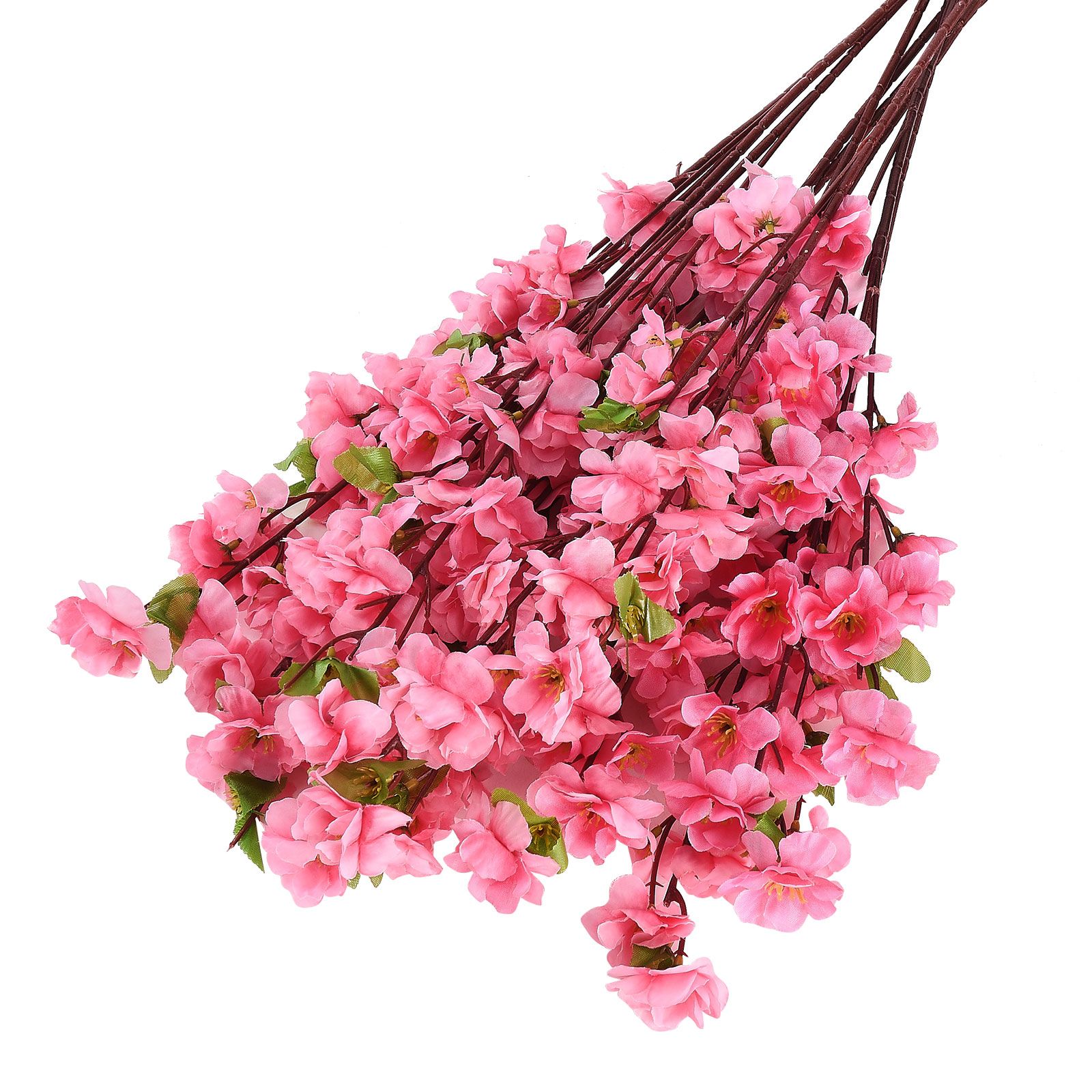 25.6in Artificial Peach Blossom Branch Faux Peach Flowers Branch Stem for DIY view 3